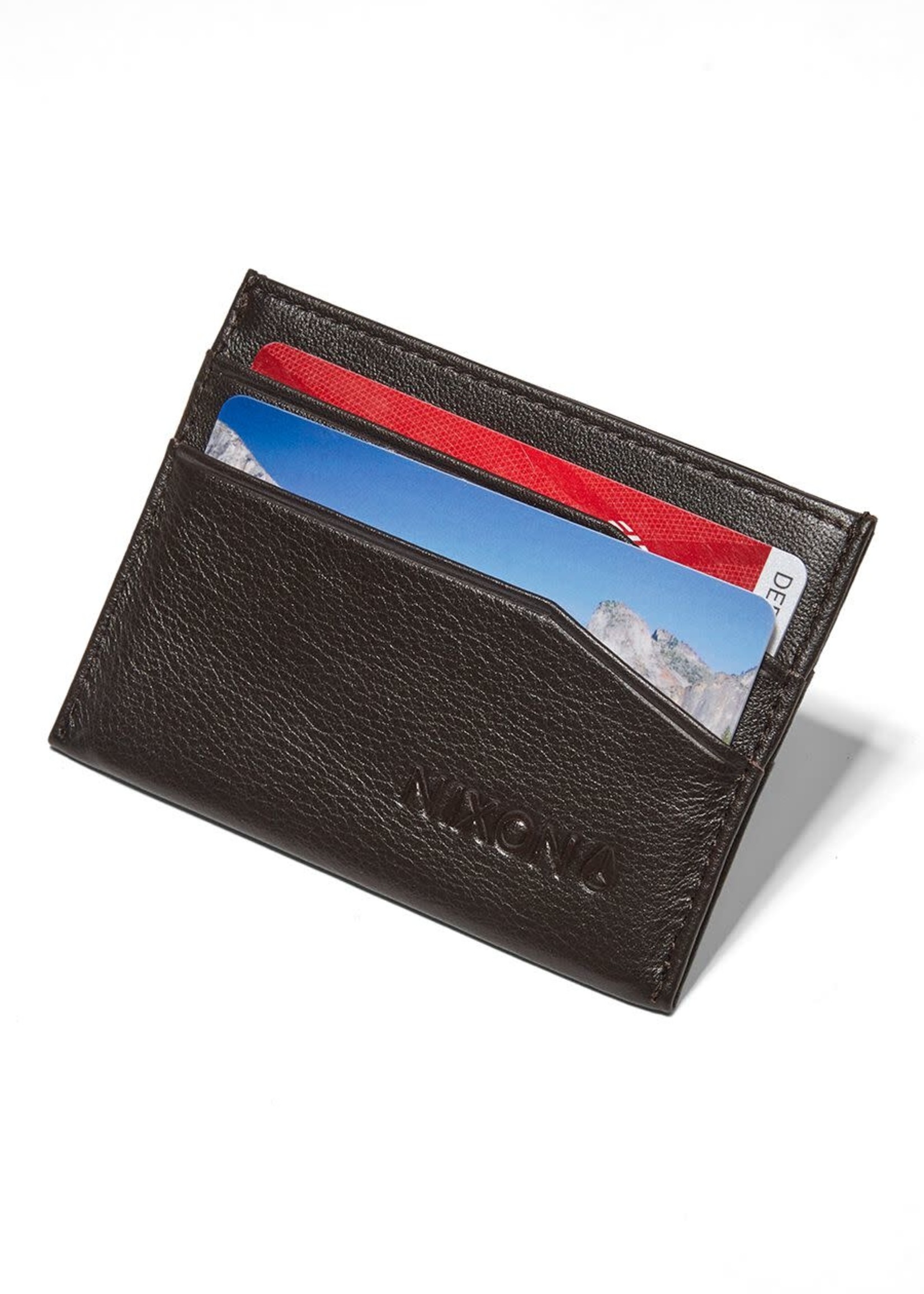 NIXON Flaco Leather Card Wallet, DK BROWN