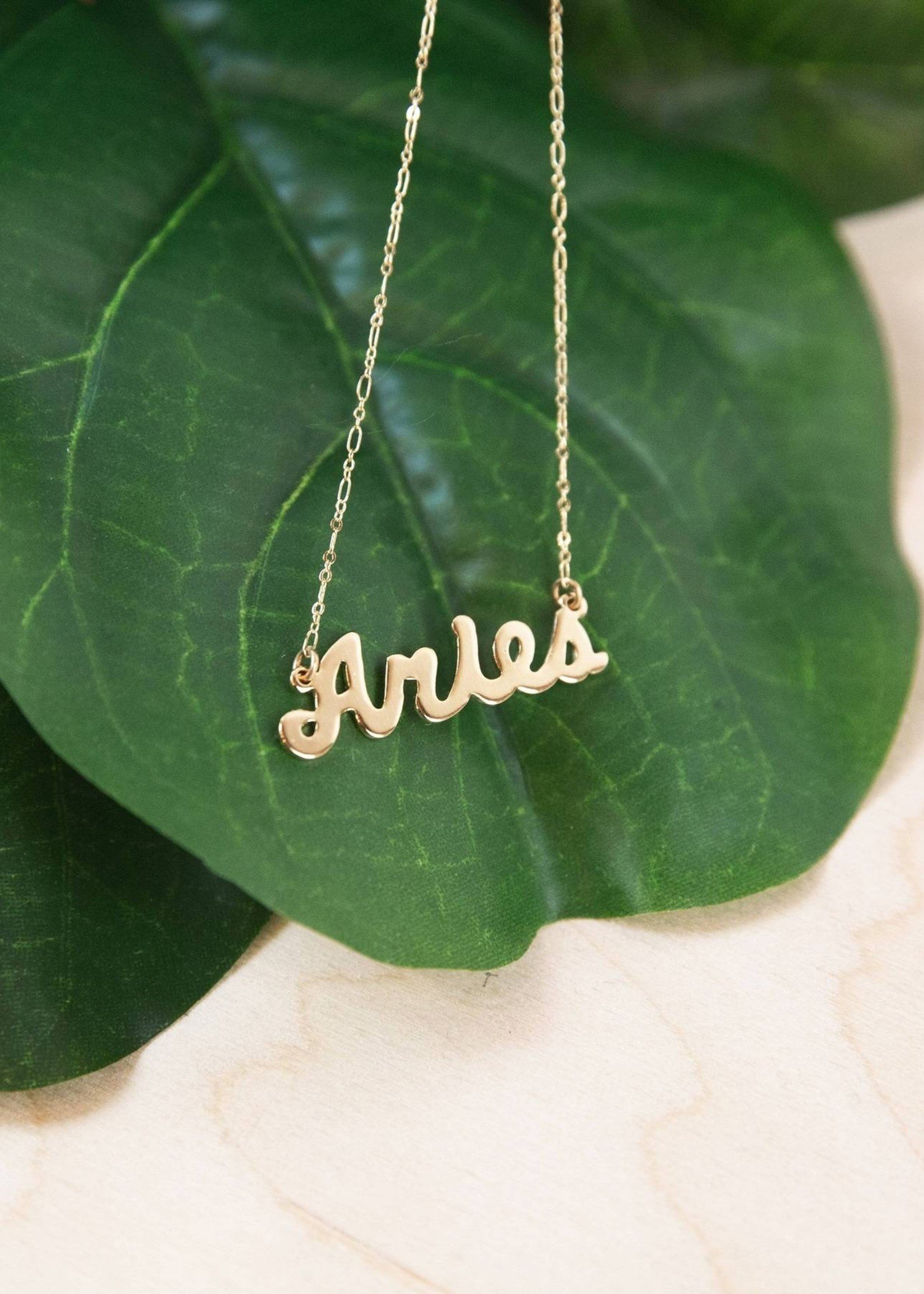 70's Retro Script Zodiac Necklace - LeBLANC boutique