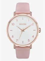 NIXON Arrow Leather Watch - Rose Gold/Lt Pink