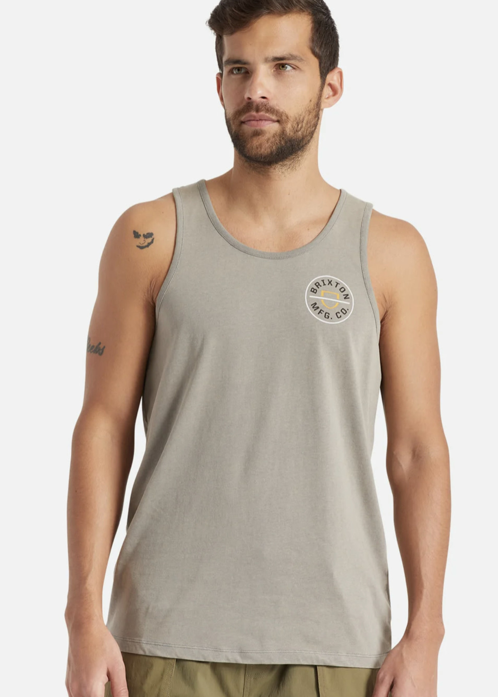 Mens Tops  Brixton Crest Tank Marine Blue • TheGreenerBlue