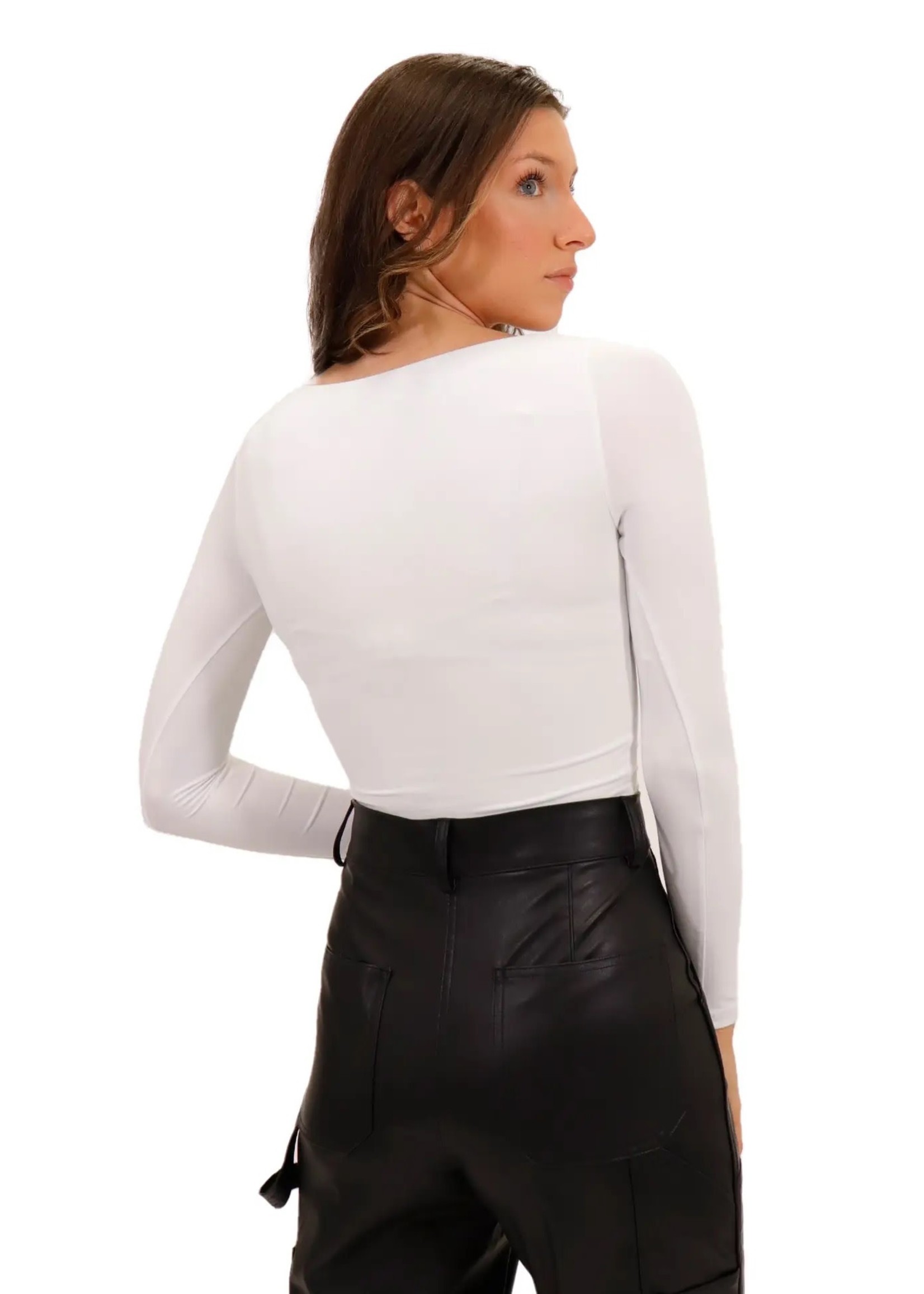 Crop Stacy Square Neck High Back Long Sleeve Tee