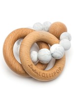 LOULOU LOLLIPOP Bubble Silicone and Wood Rattle - MARBLE
