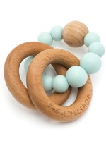LOULOU LOLLIPOP Bubble Silicone and Wood Rattle, teether - MINT