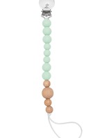 LOULOU LOLLIPOP Colour Block Silicone & Wood Pacifier Clip - MINT