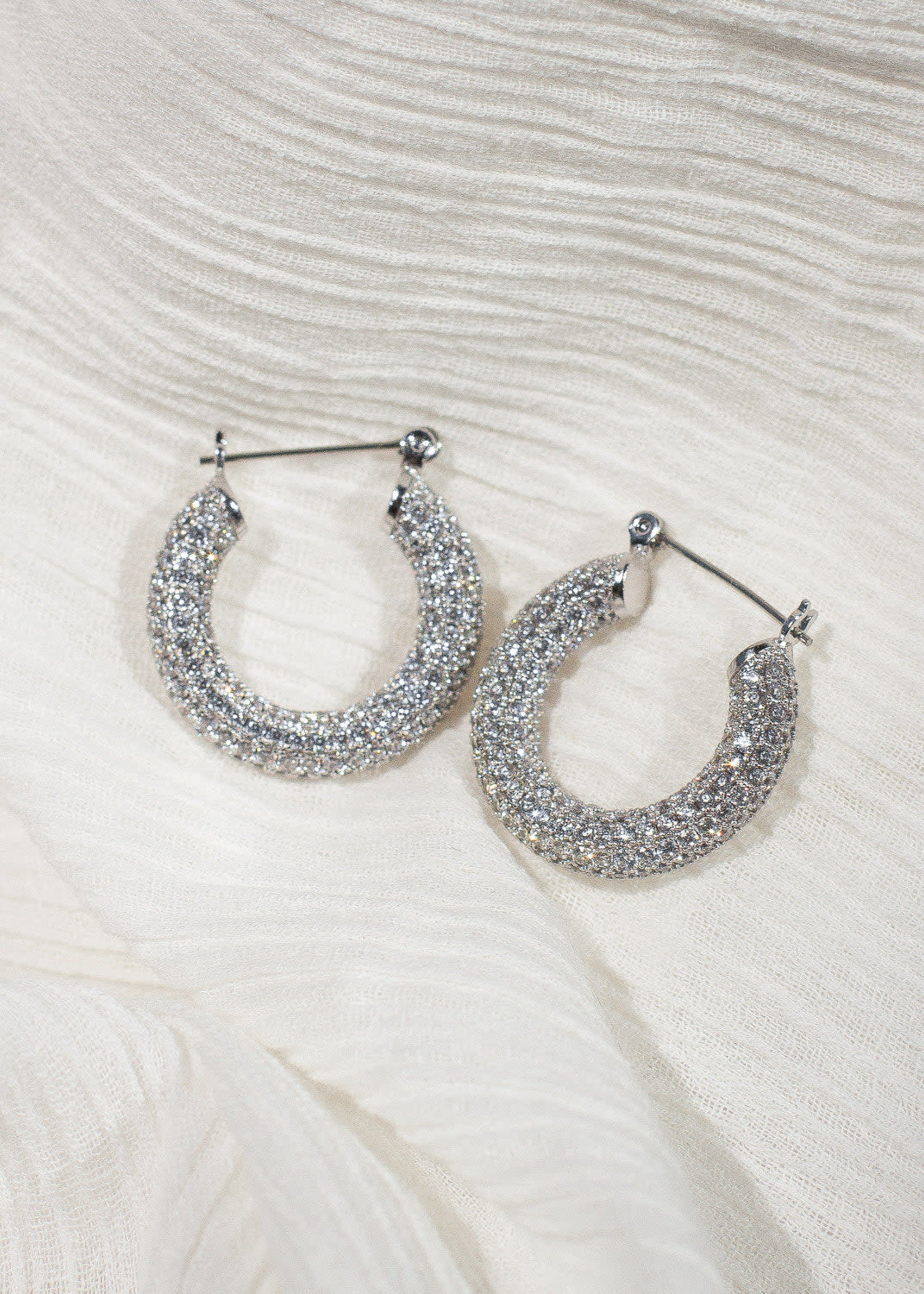 LUV AJ Pave Baby Amalfi Hoops- Silver