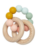 LOULOU LOLLIPOP Bubble Silicone and Wood Rattle, teether, RAINBOW