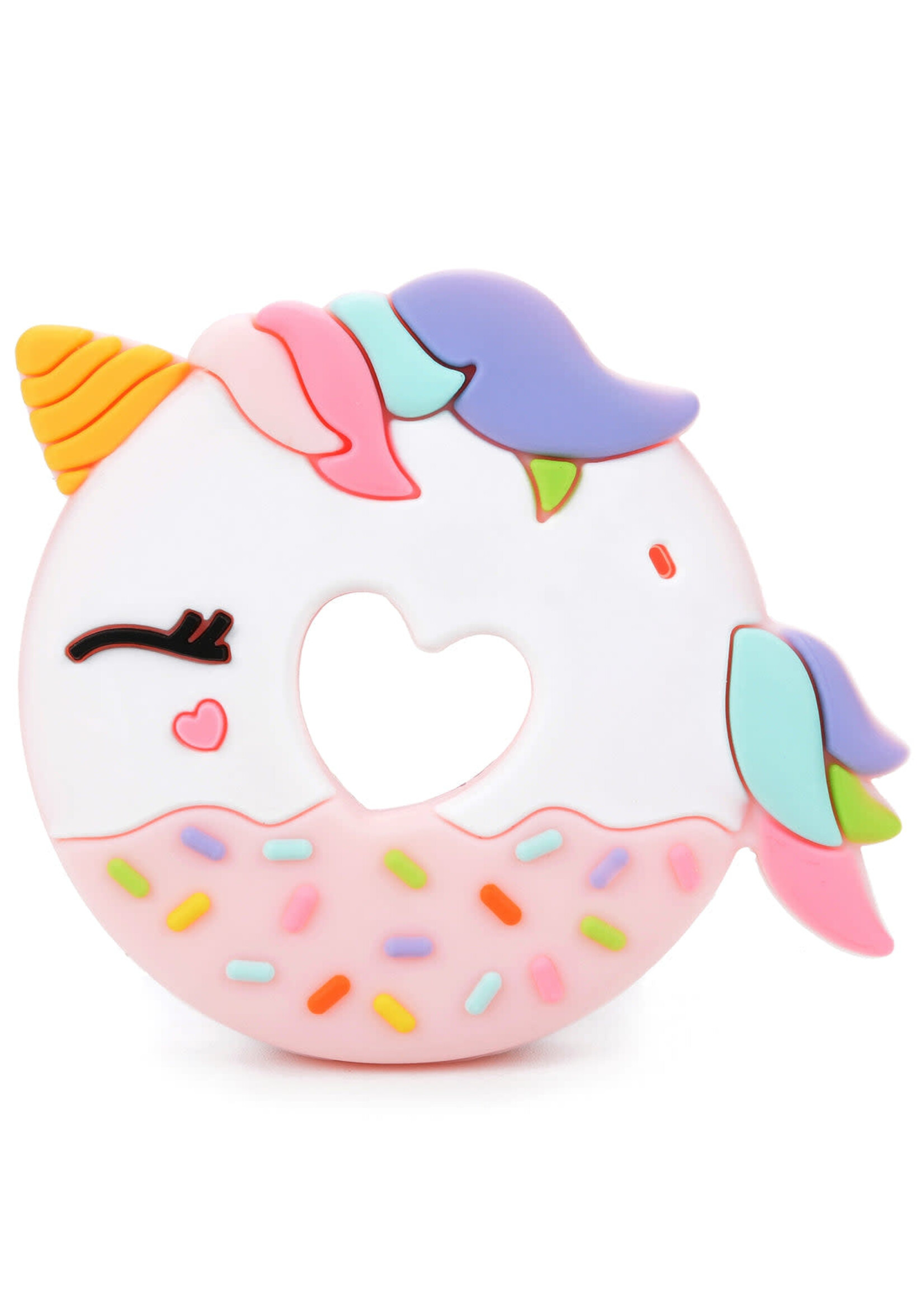 LOULOU LOLLIPOP Silicone teether, PINK UNICORN DONUT