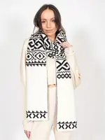 BRUNETTE  the label Fair Isle Knit Reversible Blanket Scarf | Cream & Black