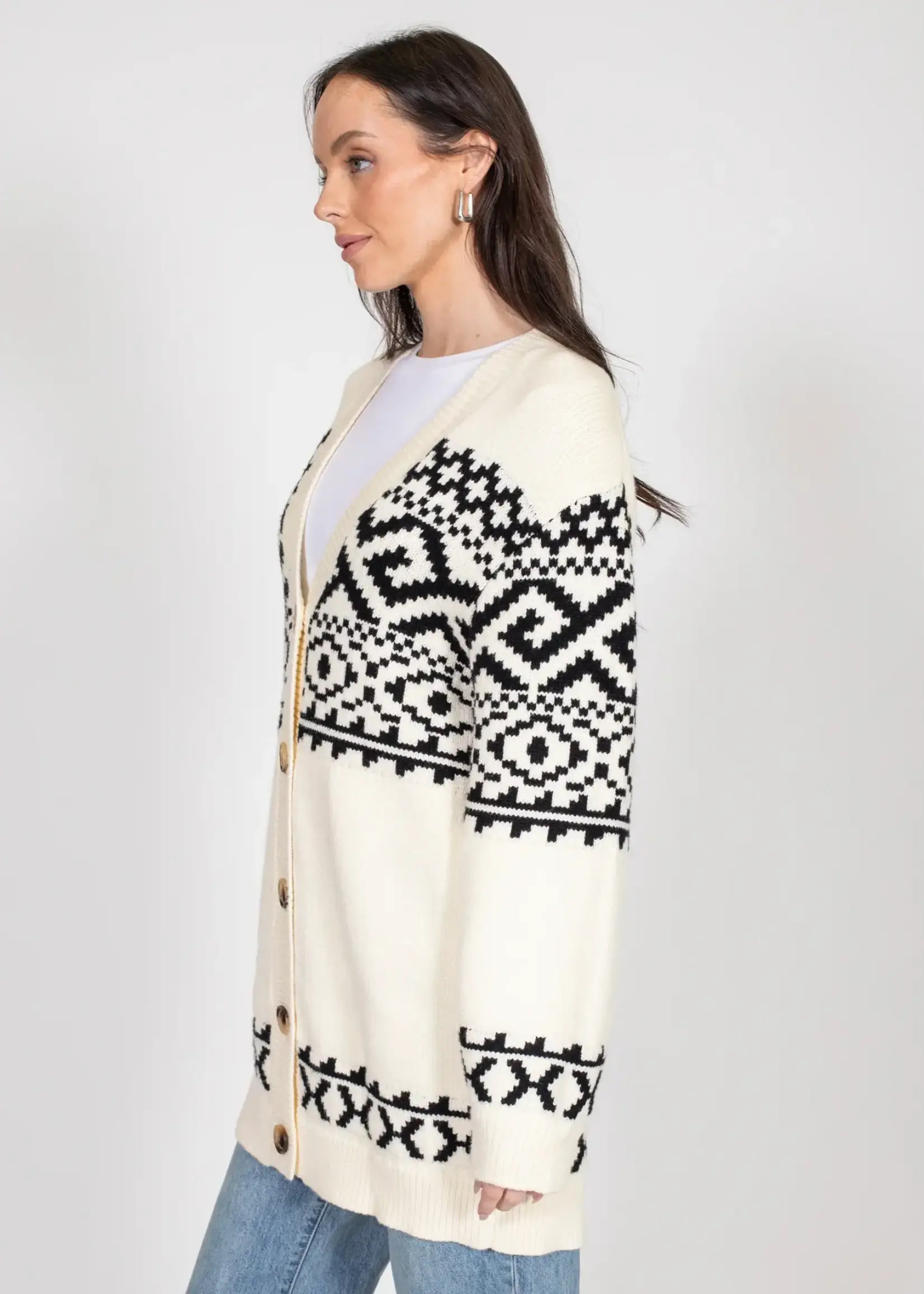 BRUNETTE  the label Fair Isle Knit Cardigan