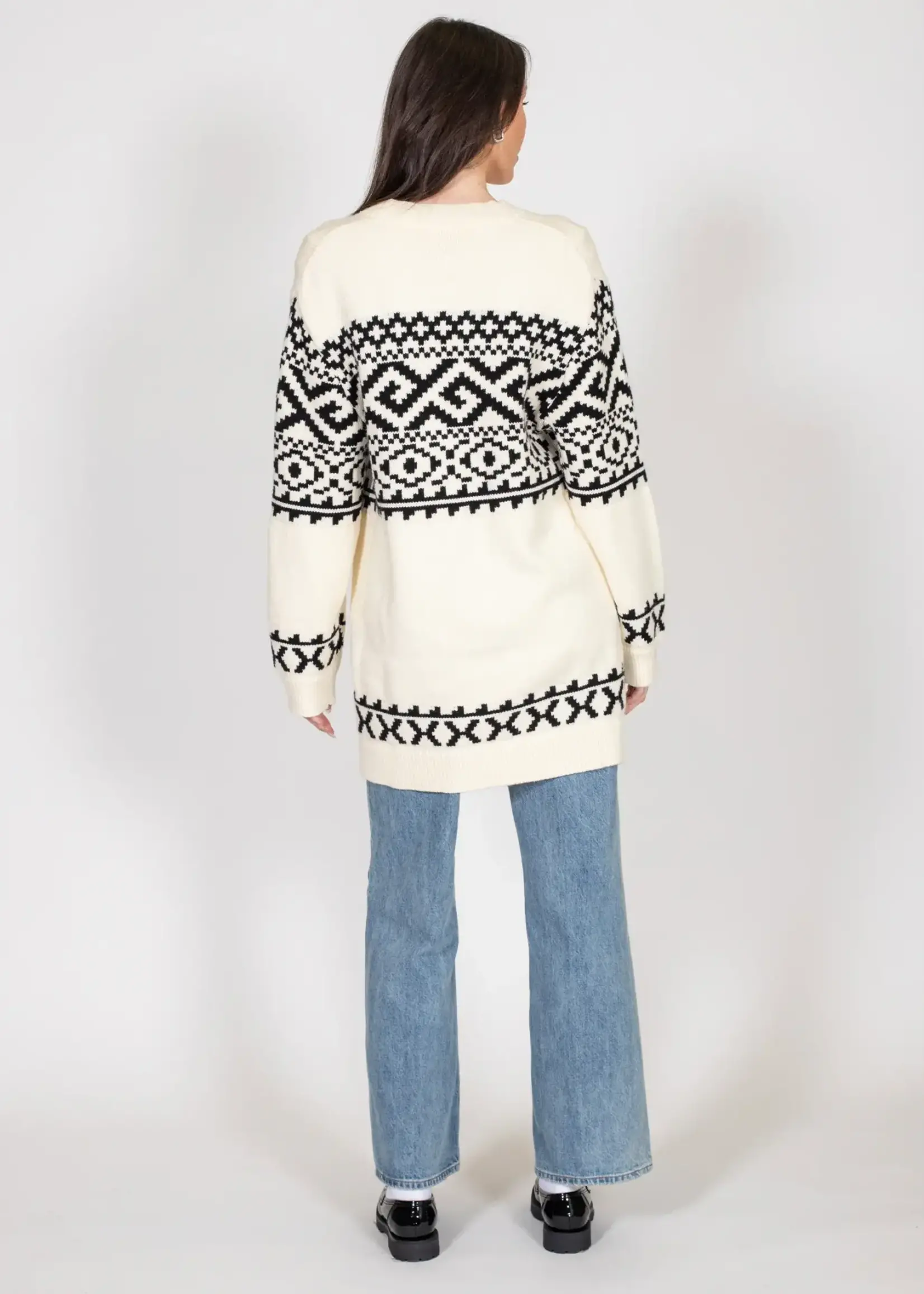 BRUNETTE  the label Fair Isle Knit Cardigan