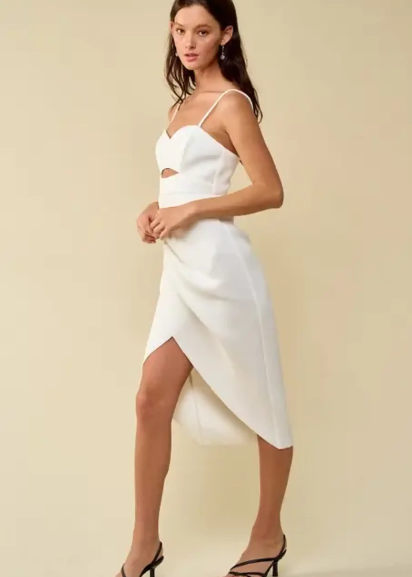 Scuba Fabric Strap Dress - White