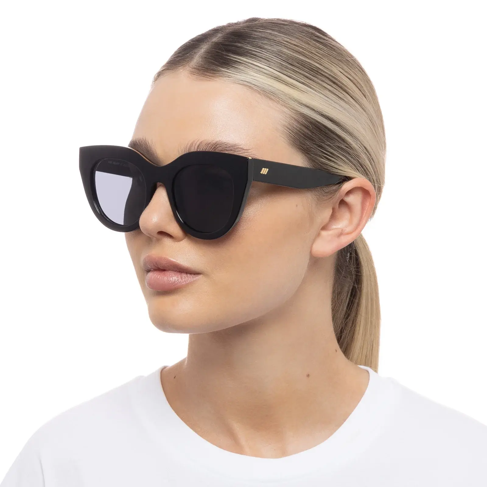 LE SPECS Air Heart NEW Cat Eye Sunglasses Black With Gold NEW Le Specs Air Heart Black Female Cat-Eye Sunglasses | Eyewear  main image 3