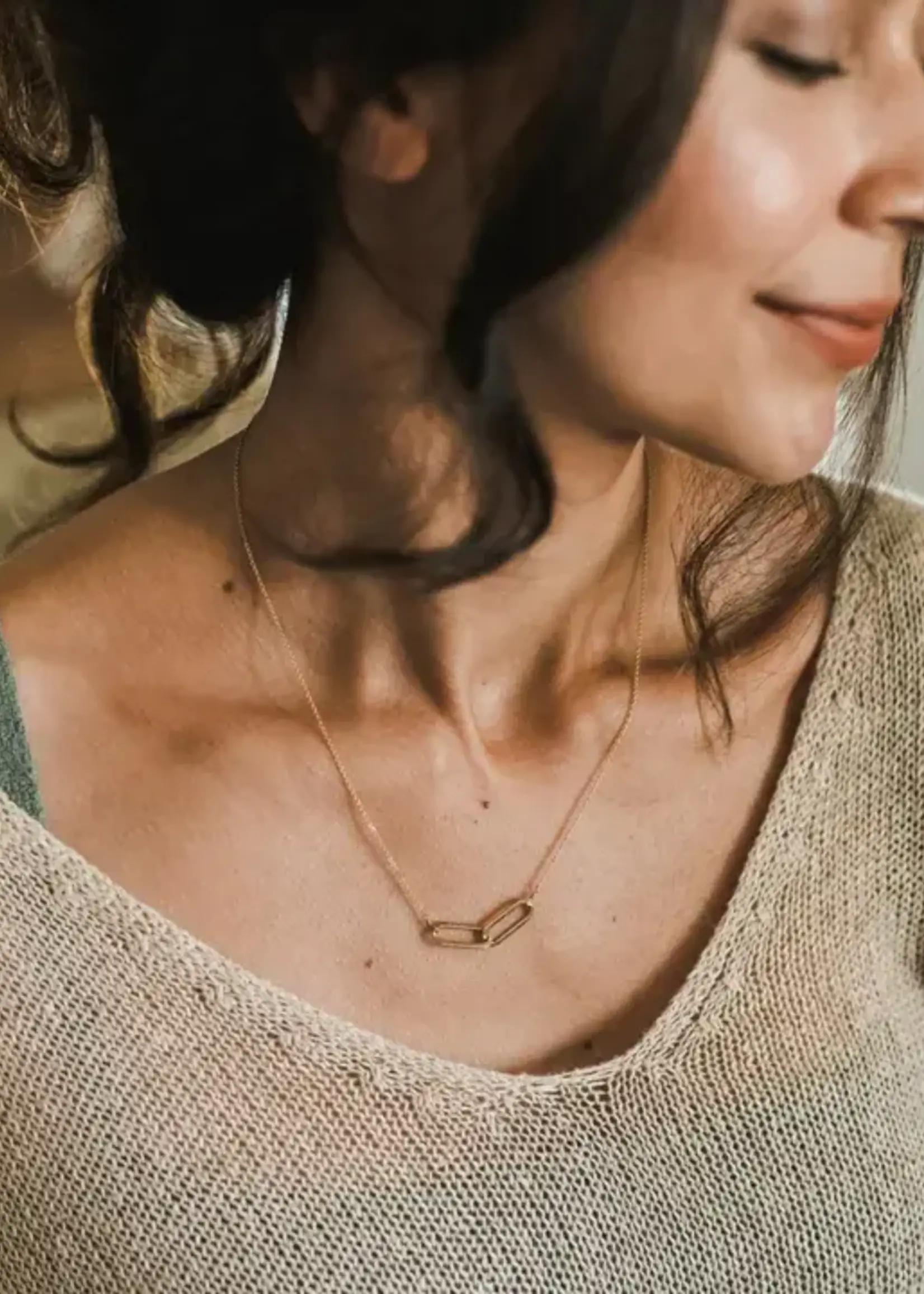 BECOMING JEWELRY Linked together necklace - Gold fill 18"