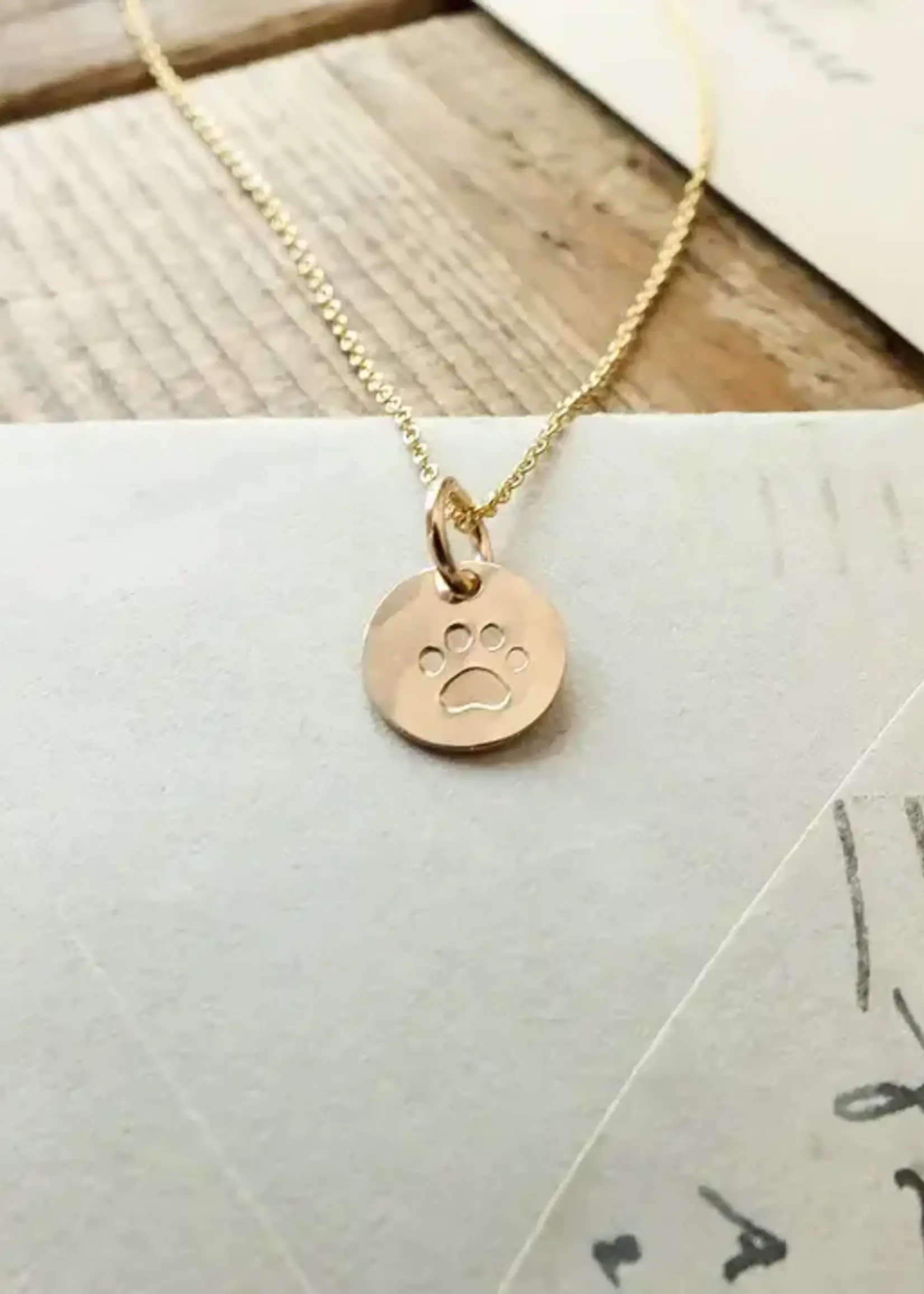 BECOMING JEWELRY Paw print necklace - Gold fill 18"