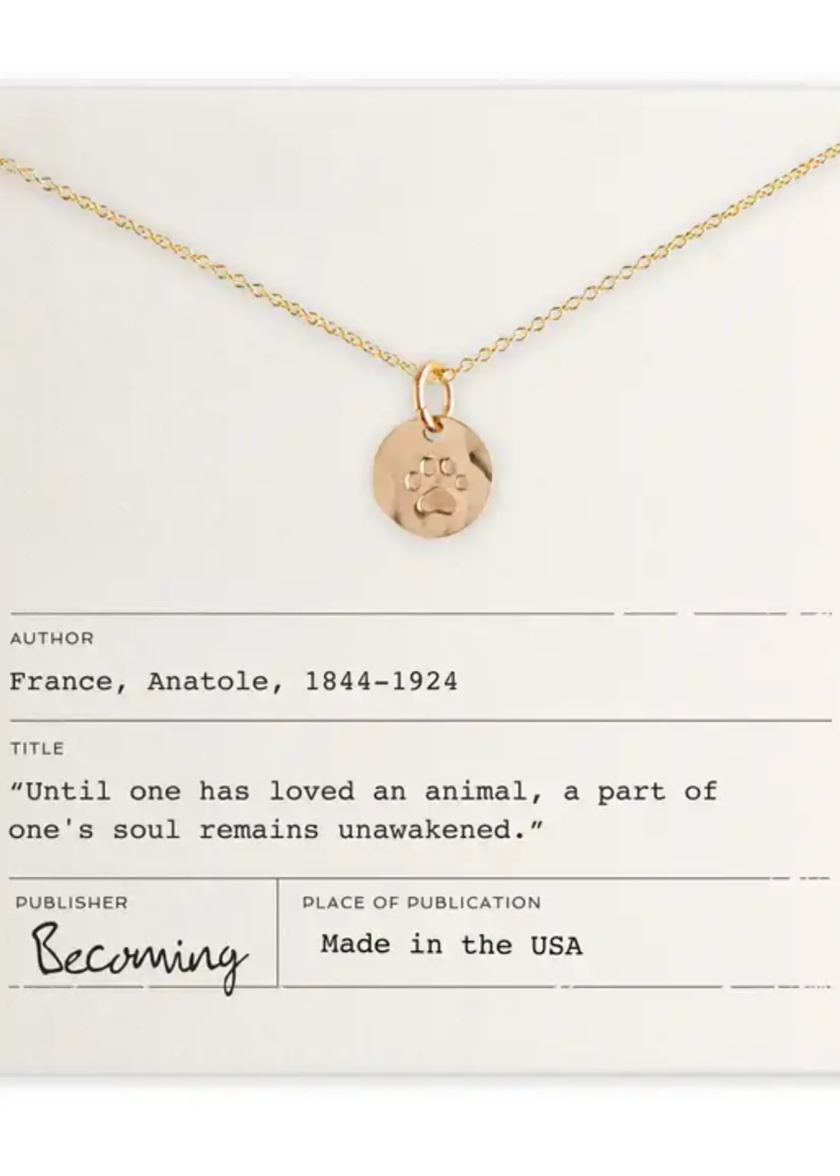 BECOMING JEWELRY Paw print necklace - Gold fill 18"