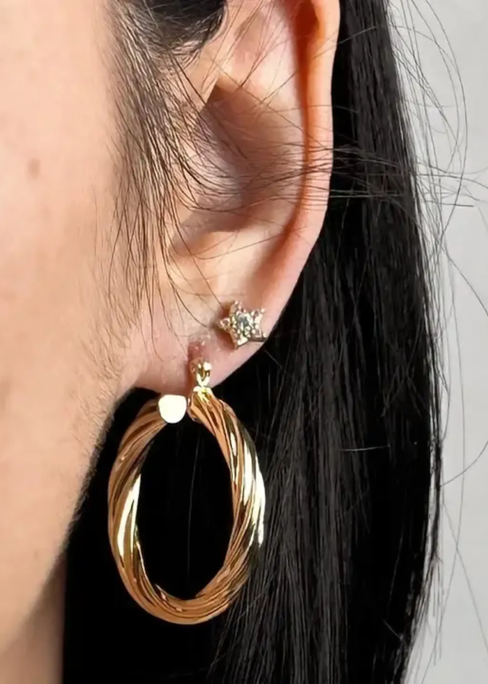 LeBLANC finds Textured Twisted Hoop Earrings - 18k GF