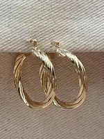 LeBLANC finds Textured Twisted Hoop Earrings - 18k GF