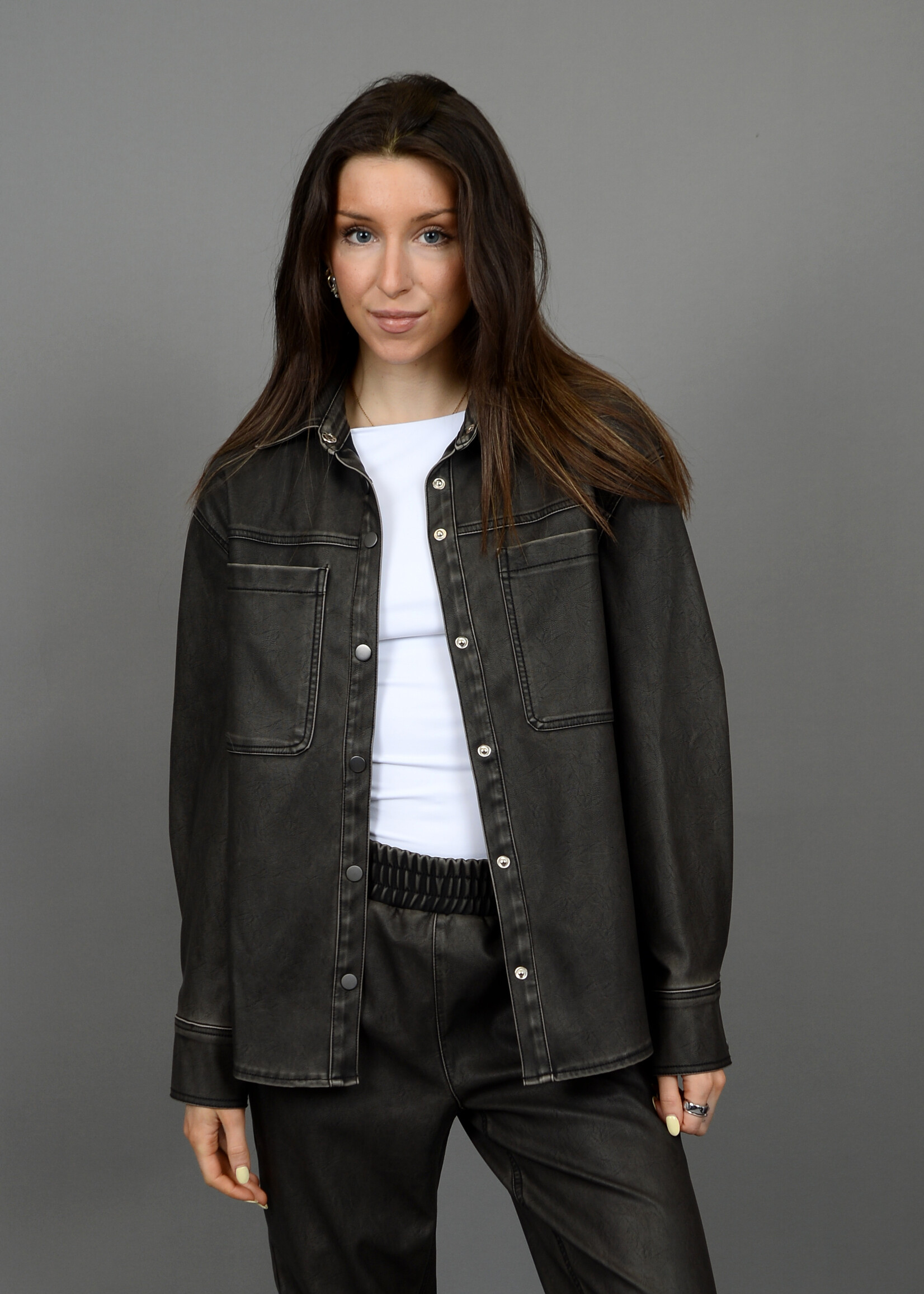 RD STYLE Aliska faux leather shacket