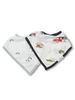 LOULOU LOLLIPOP Muslin Bandana Bib Set - Happy Trucks