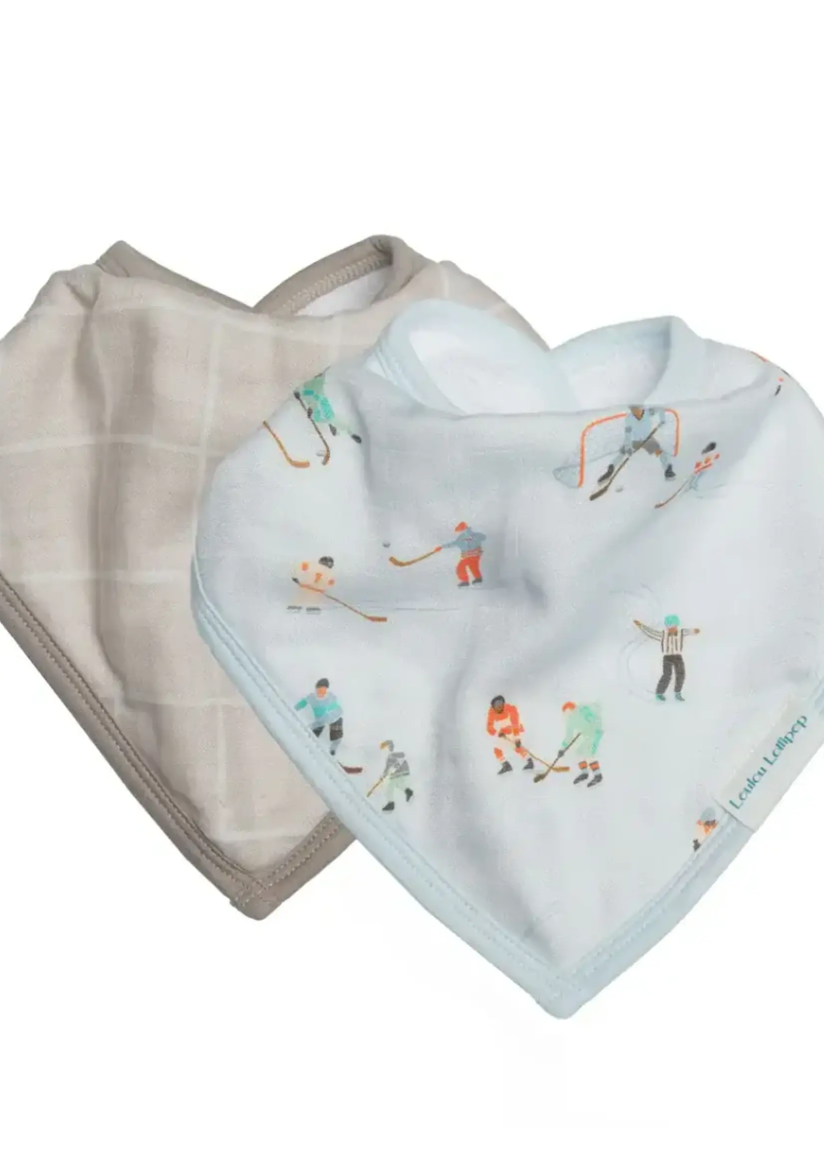 LOULOU LOLLIPOP Muslin Bandana Bib Set - Ice hockey