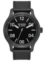 NIXON Patrol Watch - Leather, Silver, Black