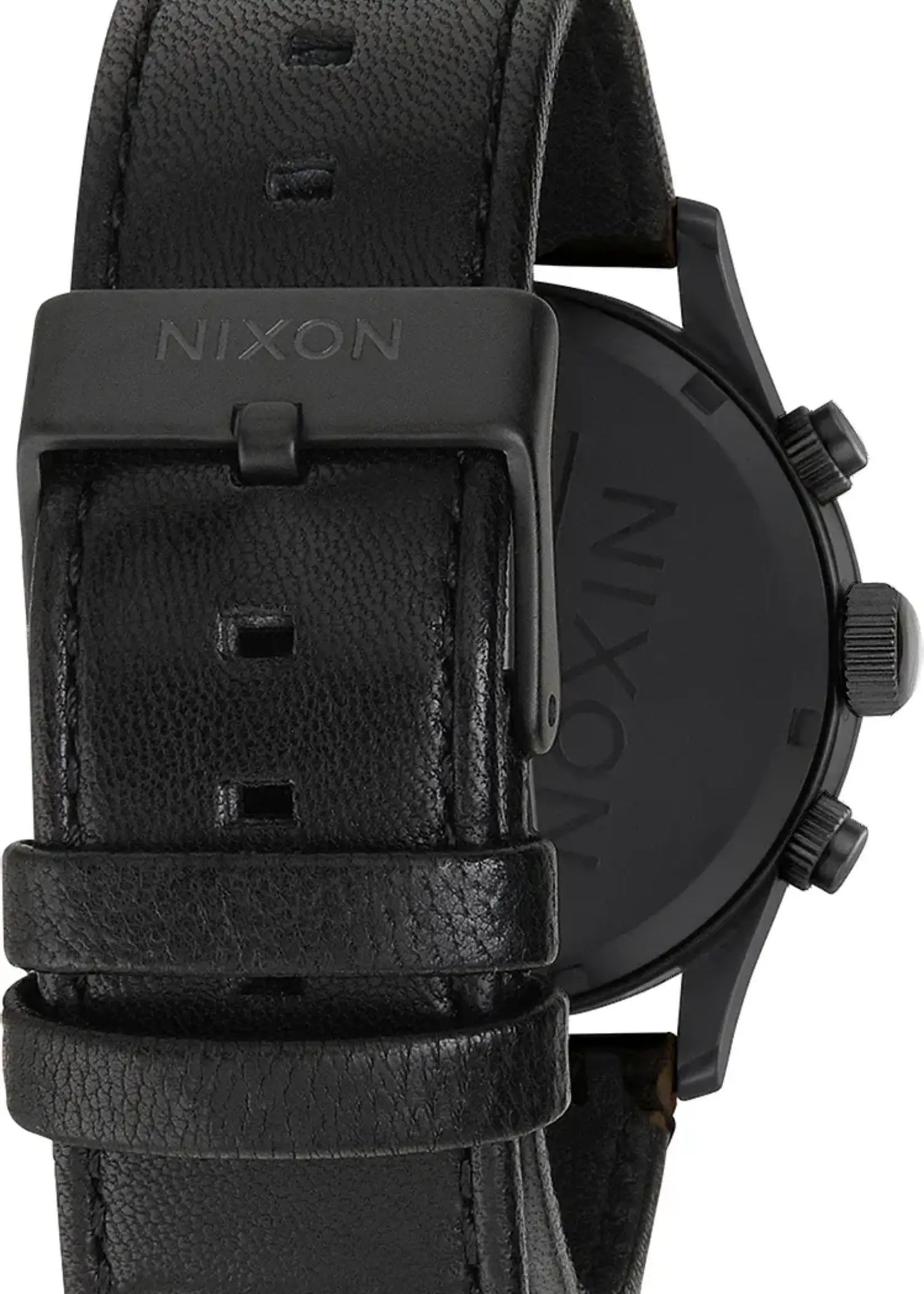NIXON Sentry Chrono Leather Watch - V1 Matte Black
