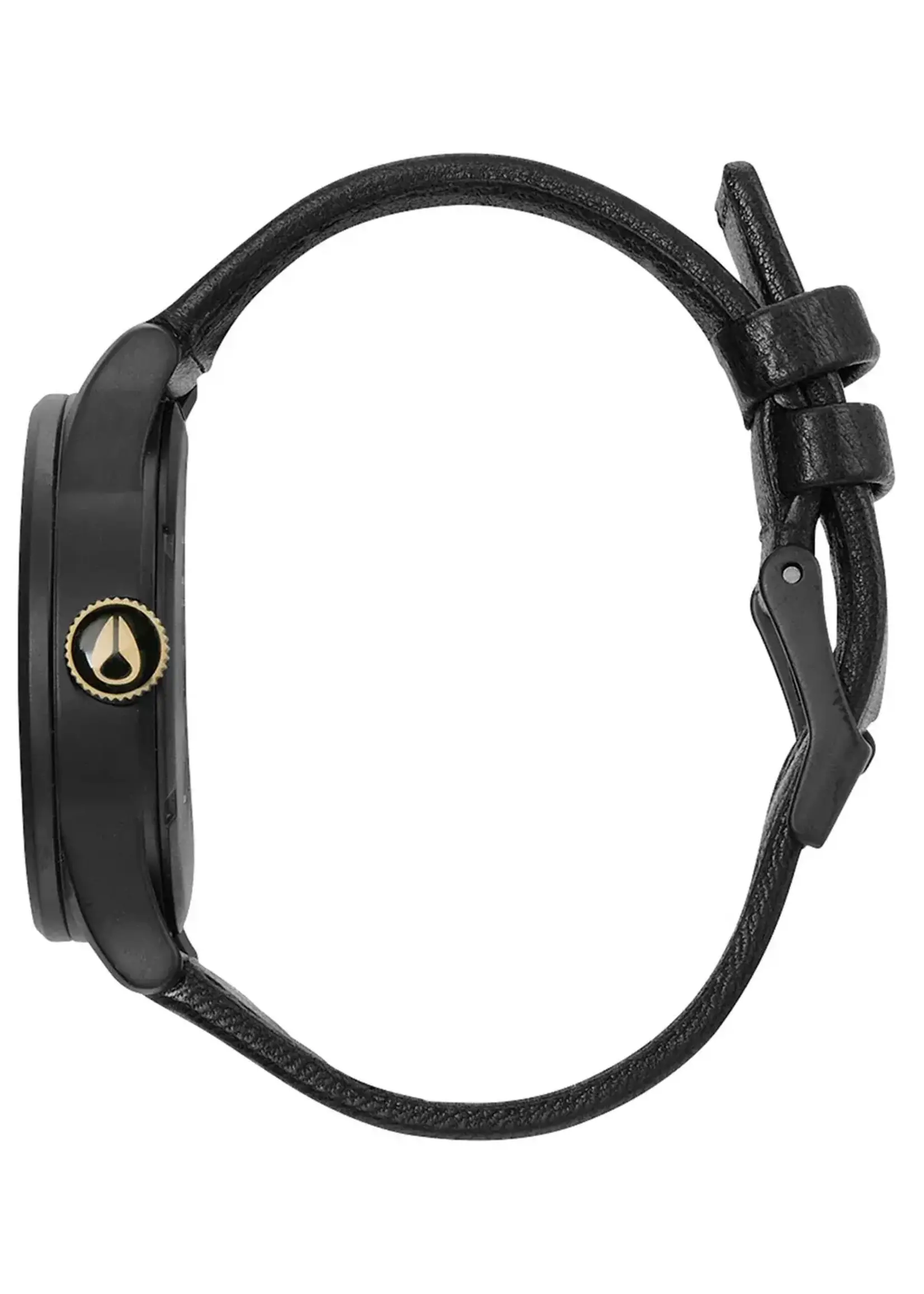 NIXON Sentry Leather Watch - Matte Black/ Gold