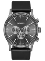 NIXON Sentry Chrono Leather - Gunmetal / Black
