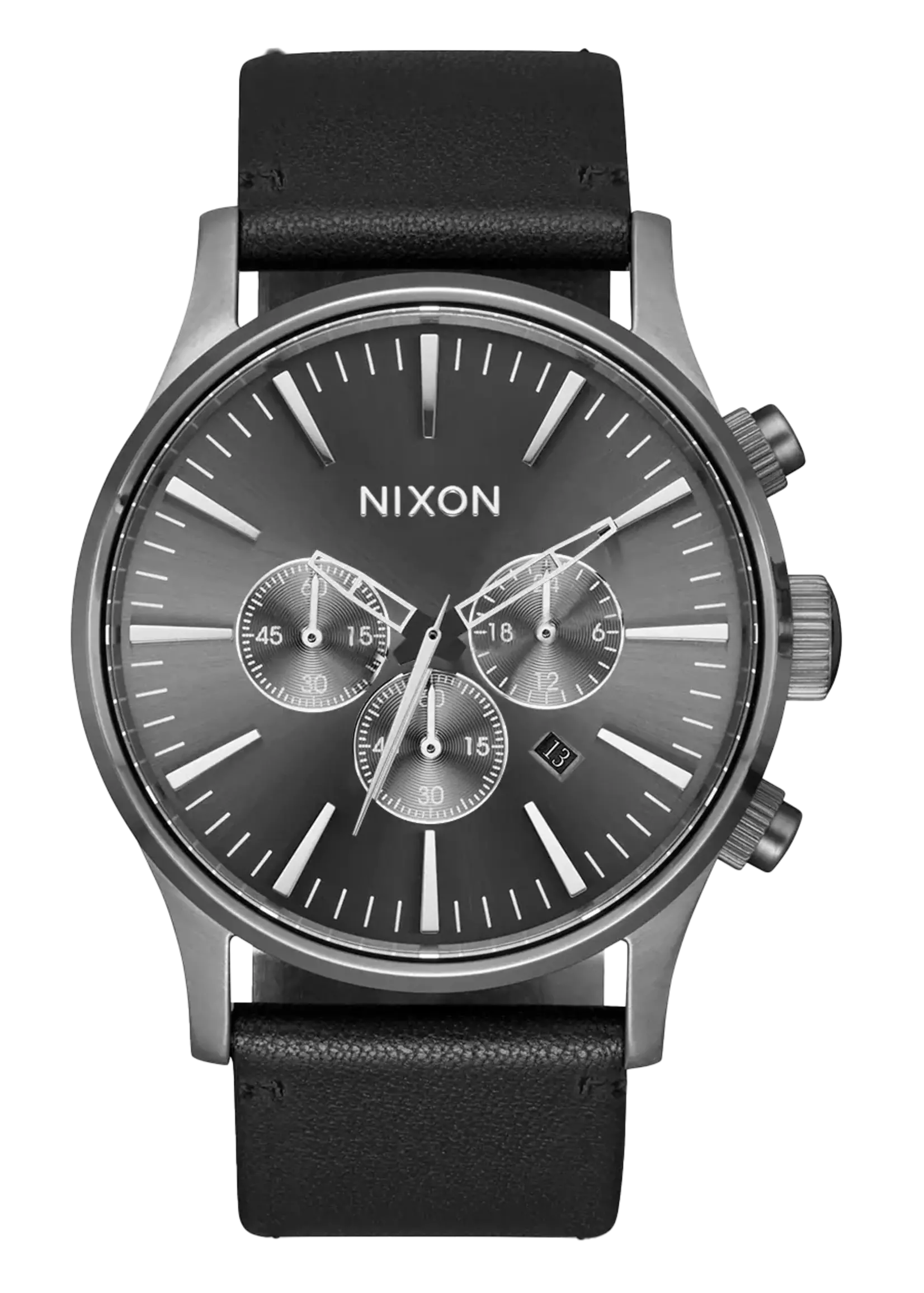 NIXON Sentry Chrono Leather - Gunmetal / Black
