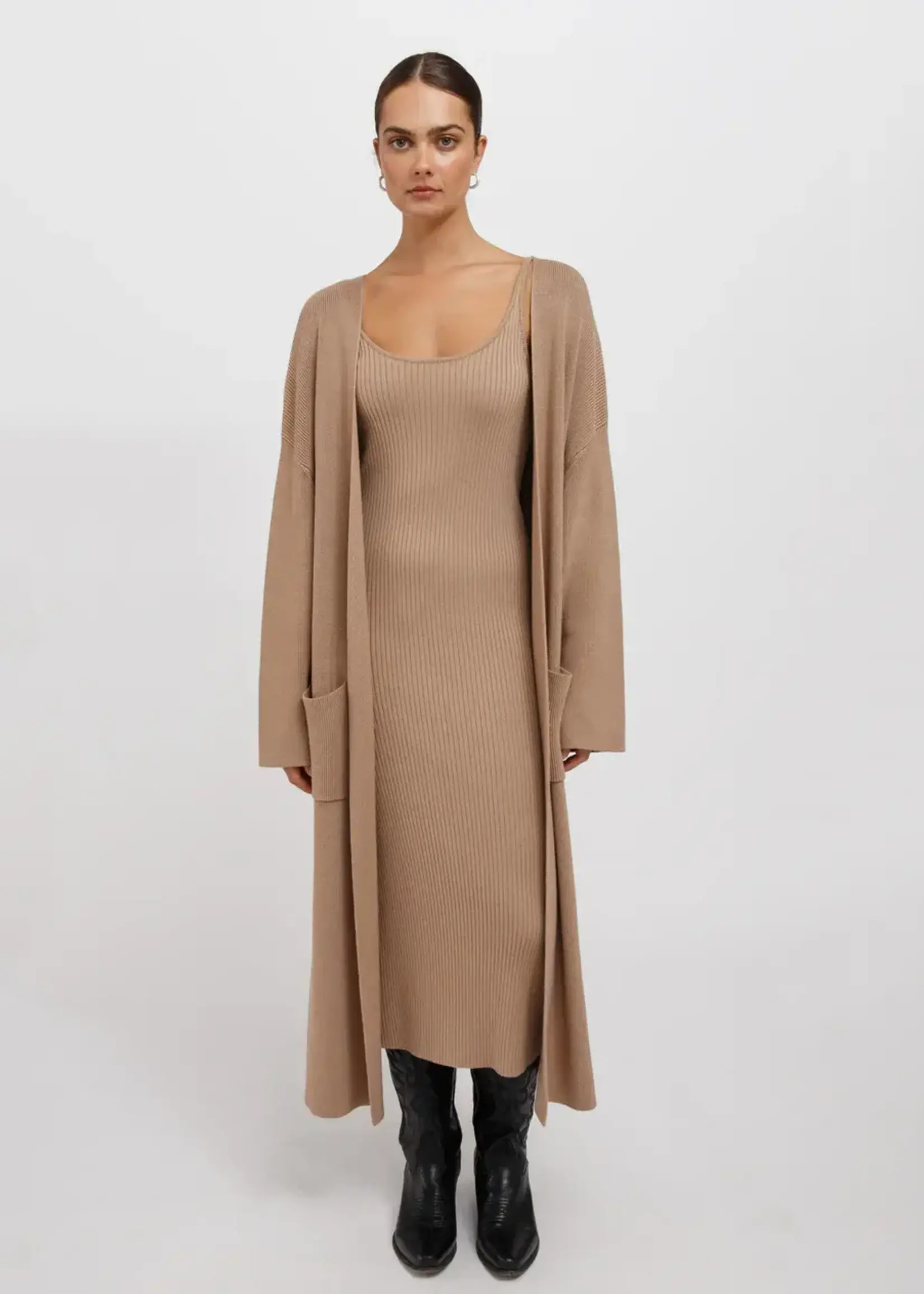 BRUNETTE  the label MATILDA RIB KNIT OVERSIZED LONGLINE CARDIGAN