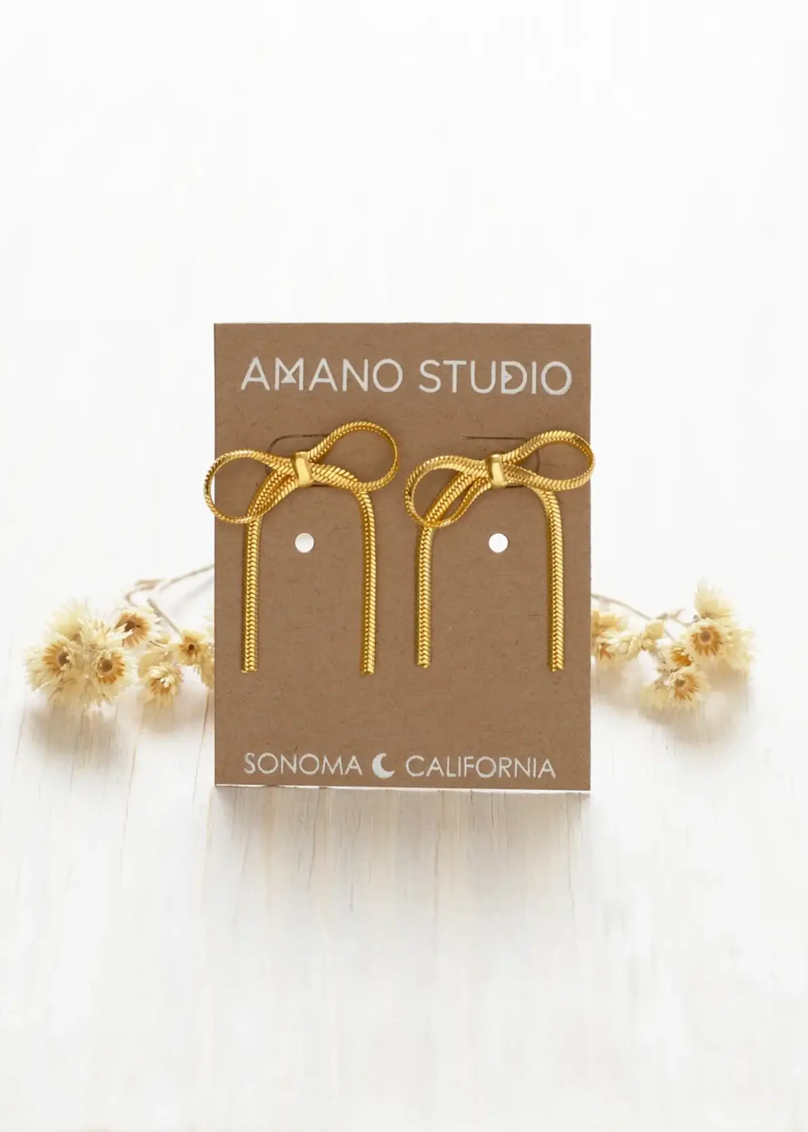 AMANO studio Herringbone Chain Bow Stud Earrings