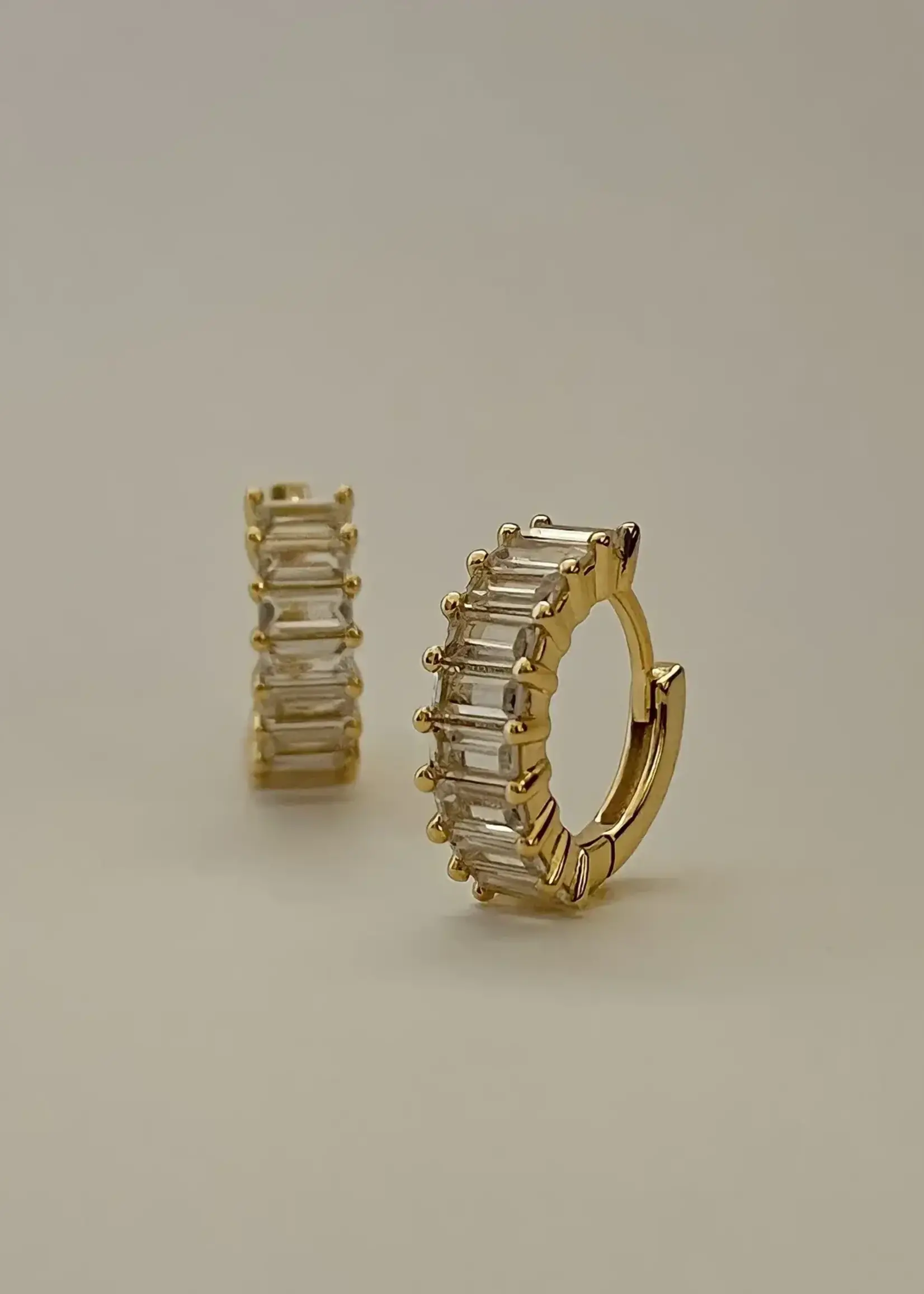 NAMASTE JEWELRY Liya Rectangle Stone Huggies - GOLD