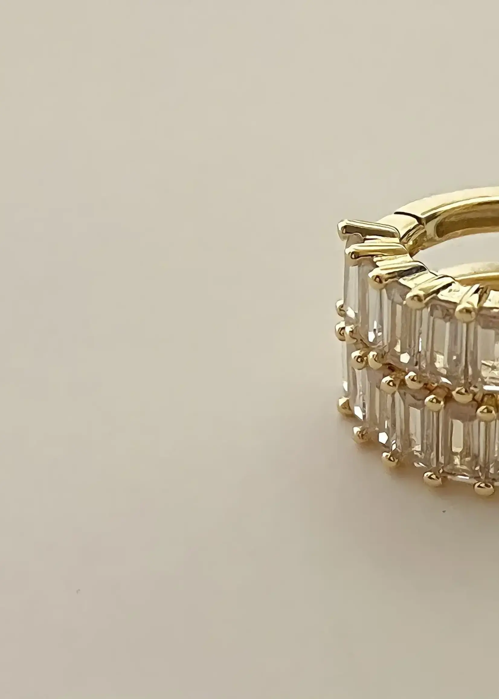 NAMASTE JEWELRY Liya Rectangle Stone Huggies - GOLD