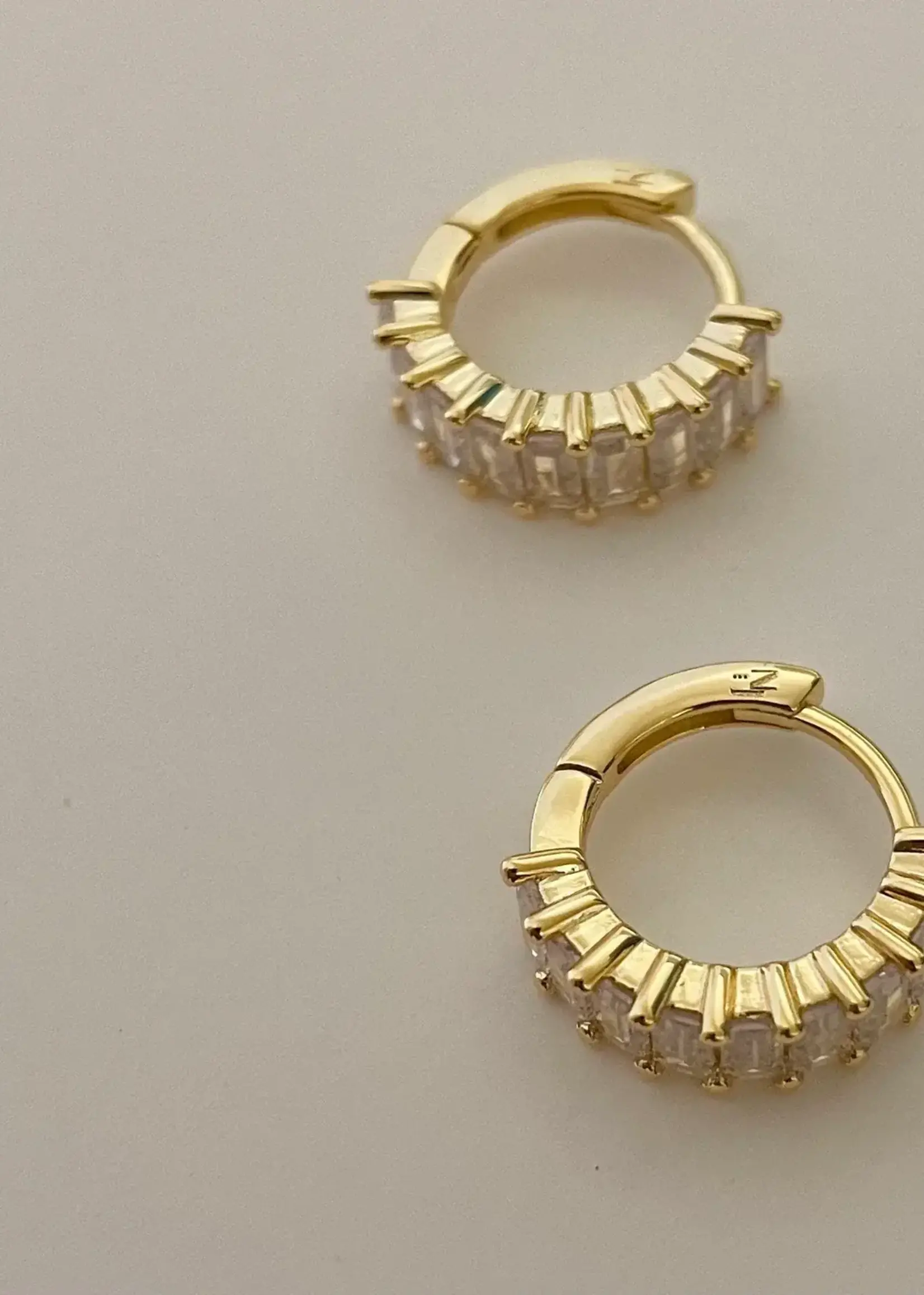 NAMASTE JEWELRY Liya Rectangle Stone Huggies - GOLD