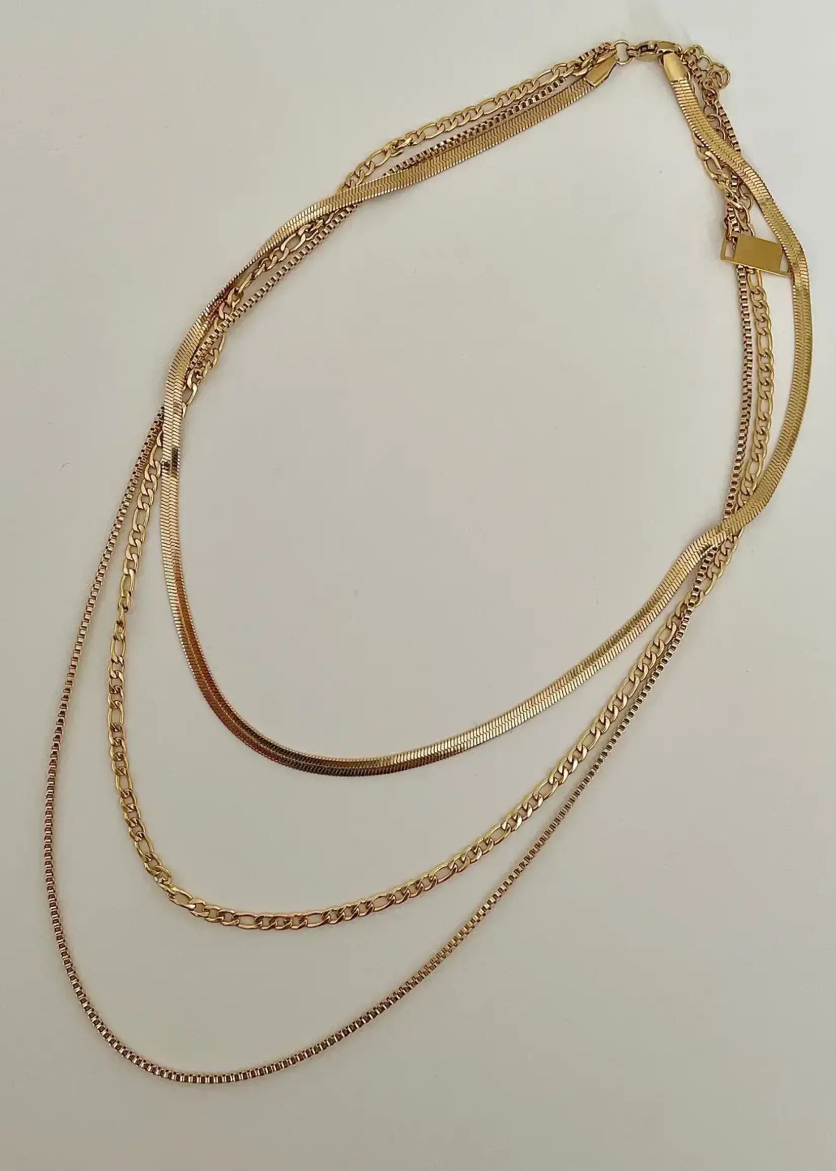 NAMASTE JEWELRY Shaylene Three Layer Necklace, GOLD