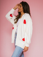BRUNETTE  the label AUDREY ALL OVER HEART OVERSIZED CARDIGAN