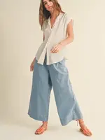 MIOU MUSE Cap sleeve blouse