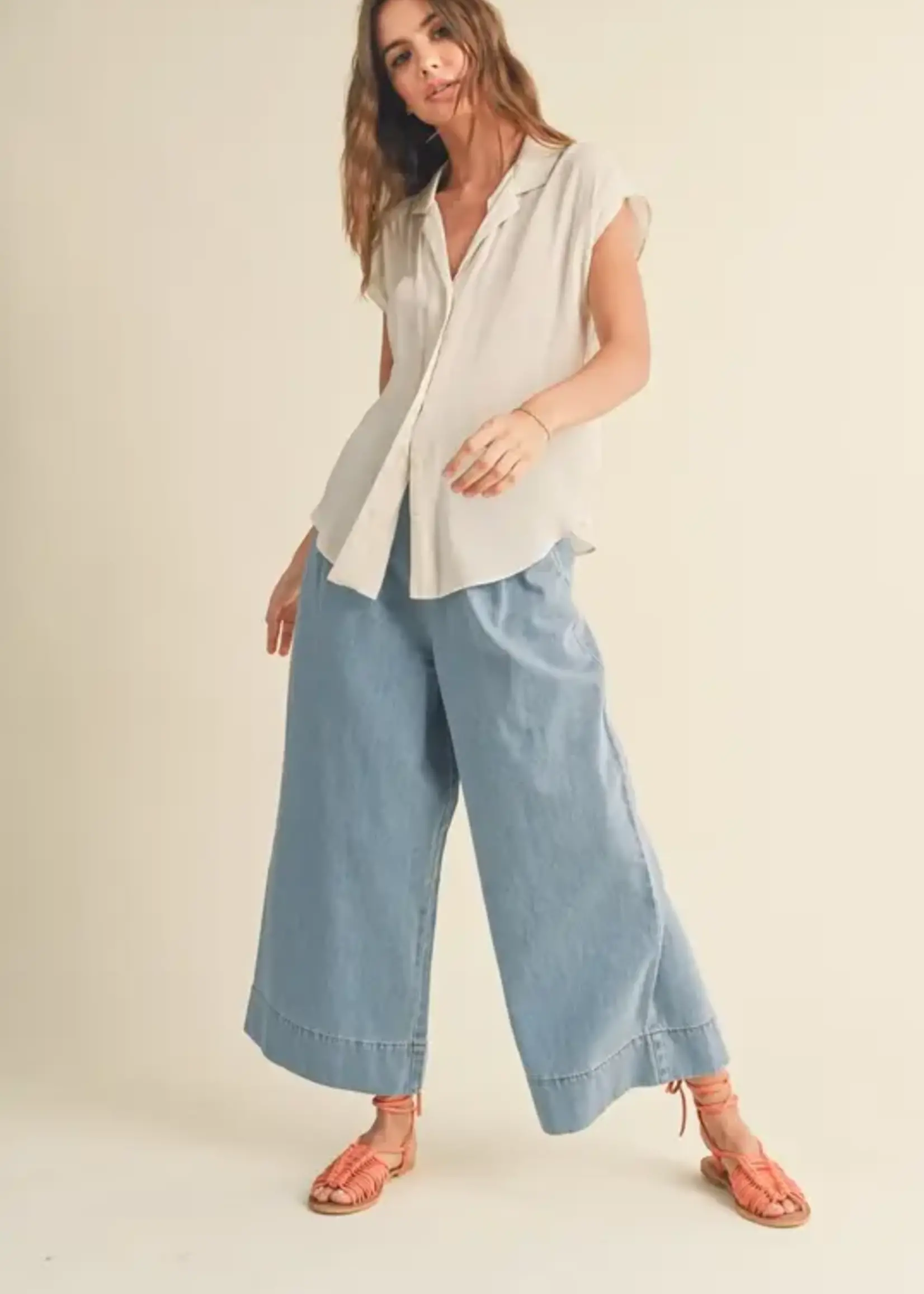MIOU MUSE Cap sleeve blouse
