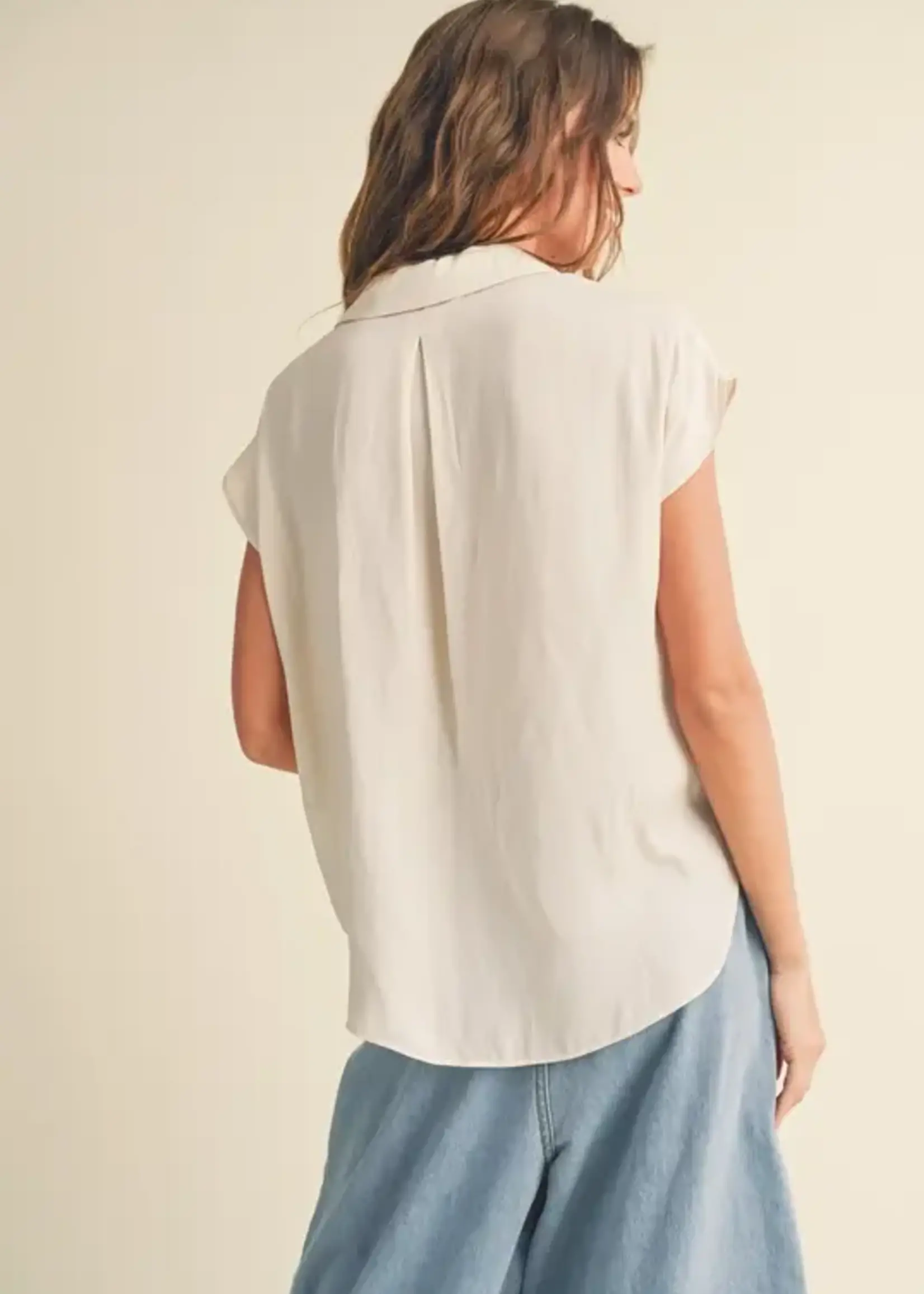 MIOU MUSE Cap sleeve blouse
