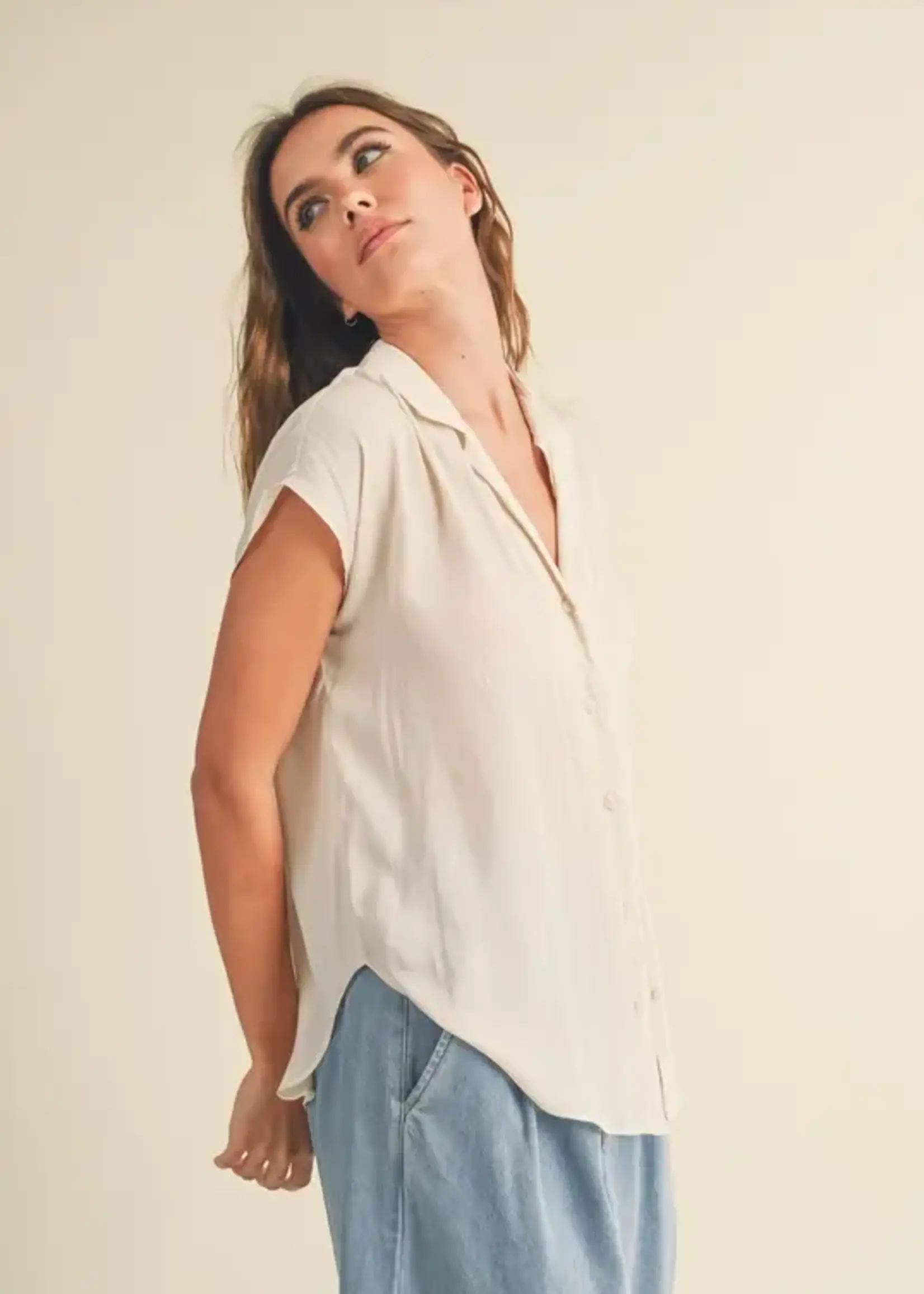 MIOU MUSE Cap sleeve blouse