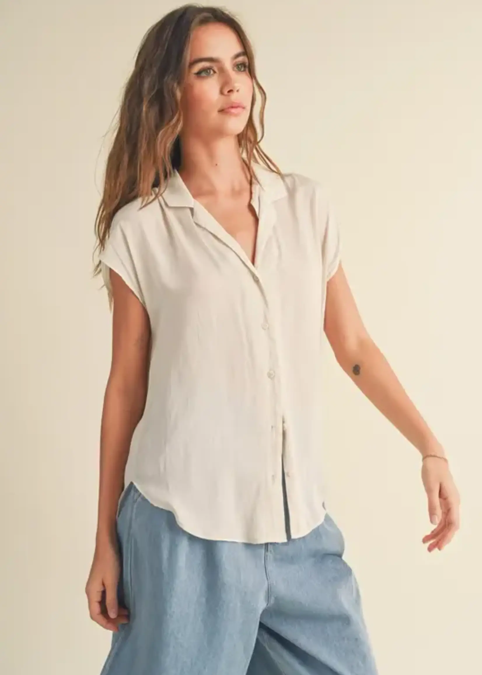 MIOU MUSE Cap sleeve blouse
