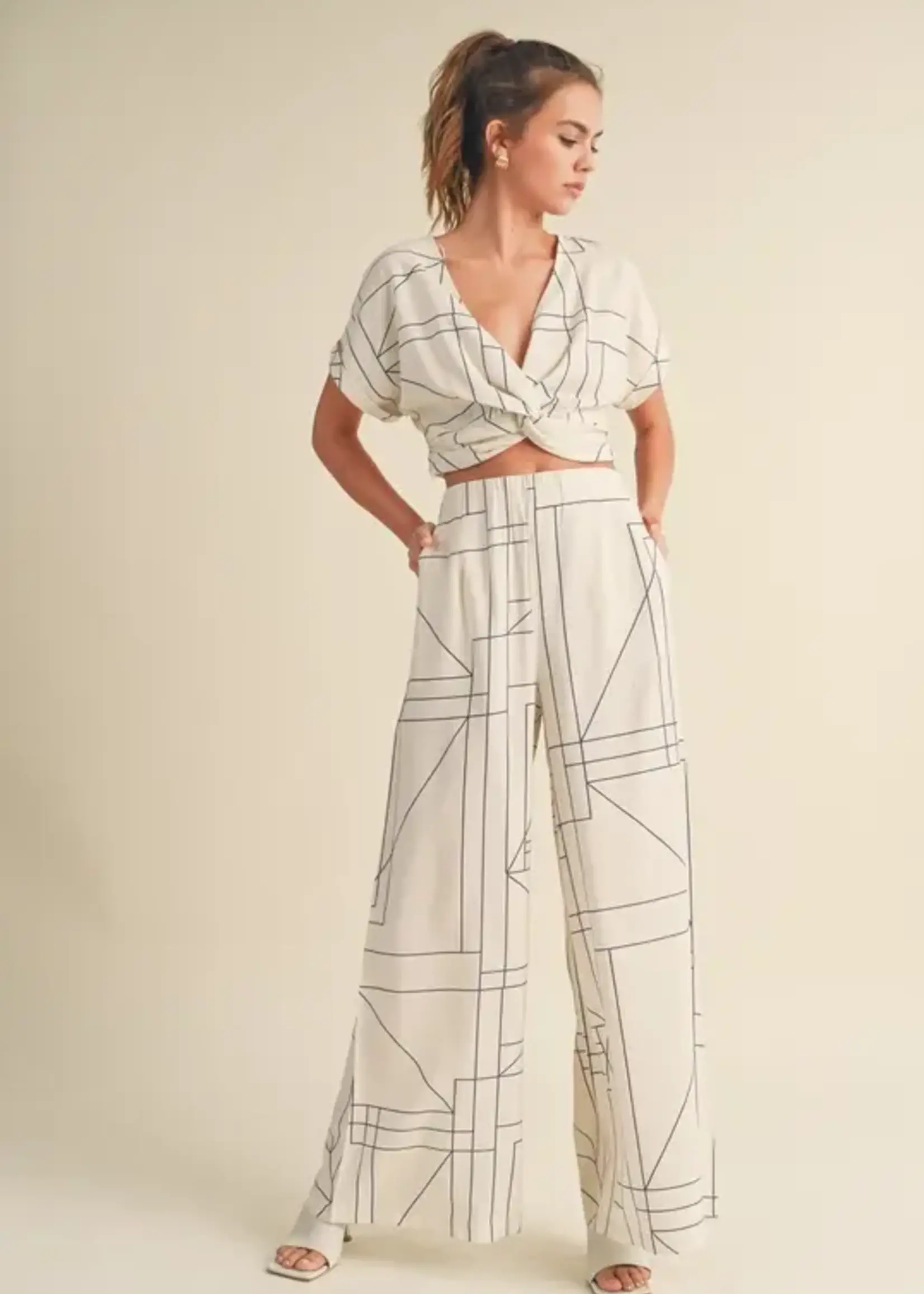 MIOU MUSE Grid Wide Leg Pant