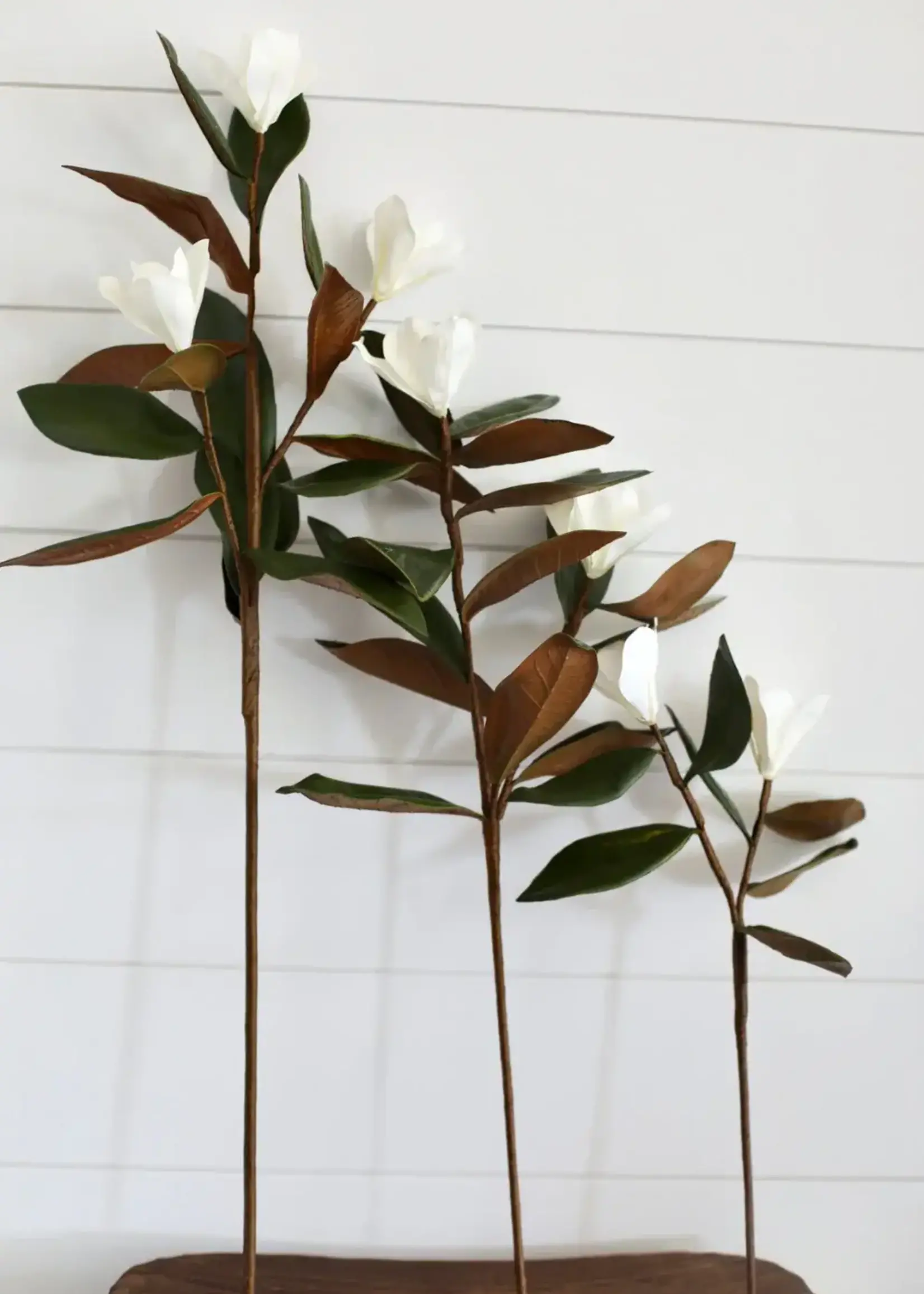 LUXE B CO Magnolia Faux Flowers with Leaves, Medium