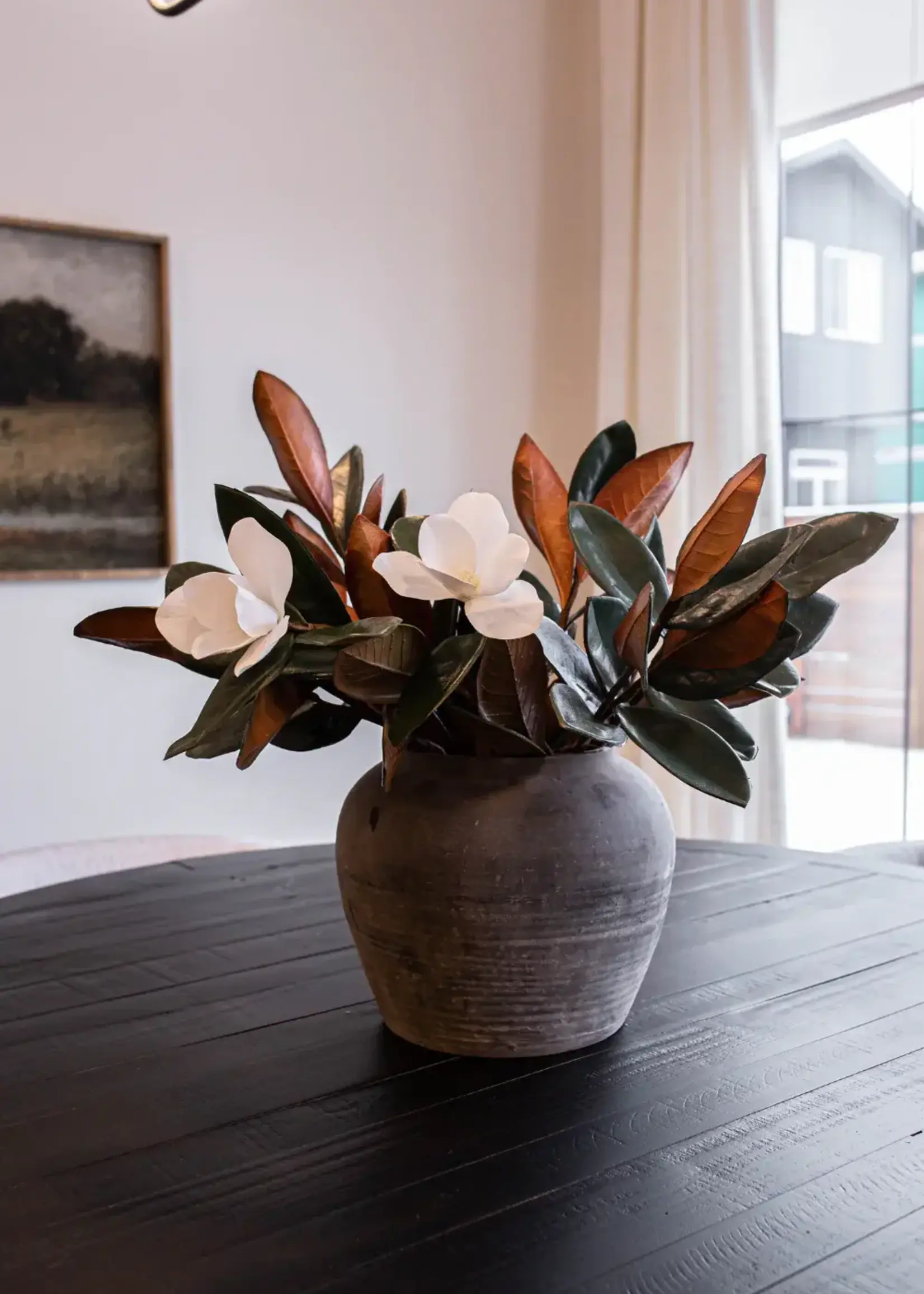 LUXE B CO Magnolia Faux Flowers with Leaves, Medium