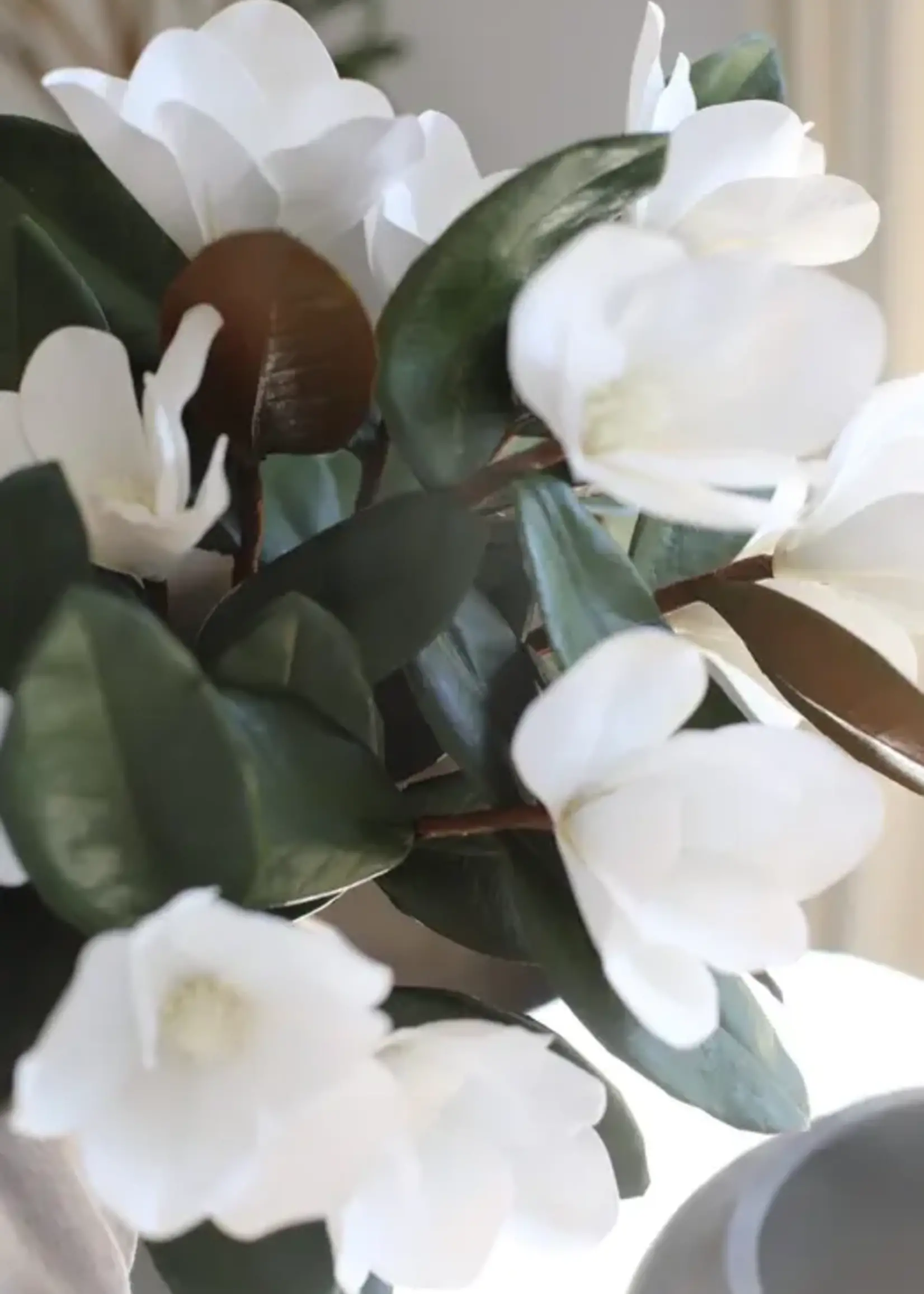 LUXE B CO Magnolia Faux Flowers with Leaves, Medium