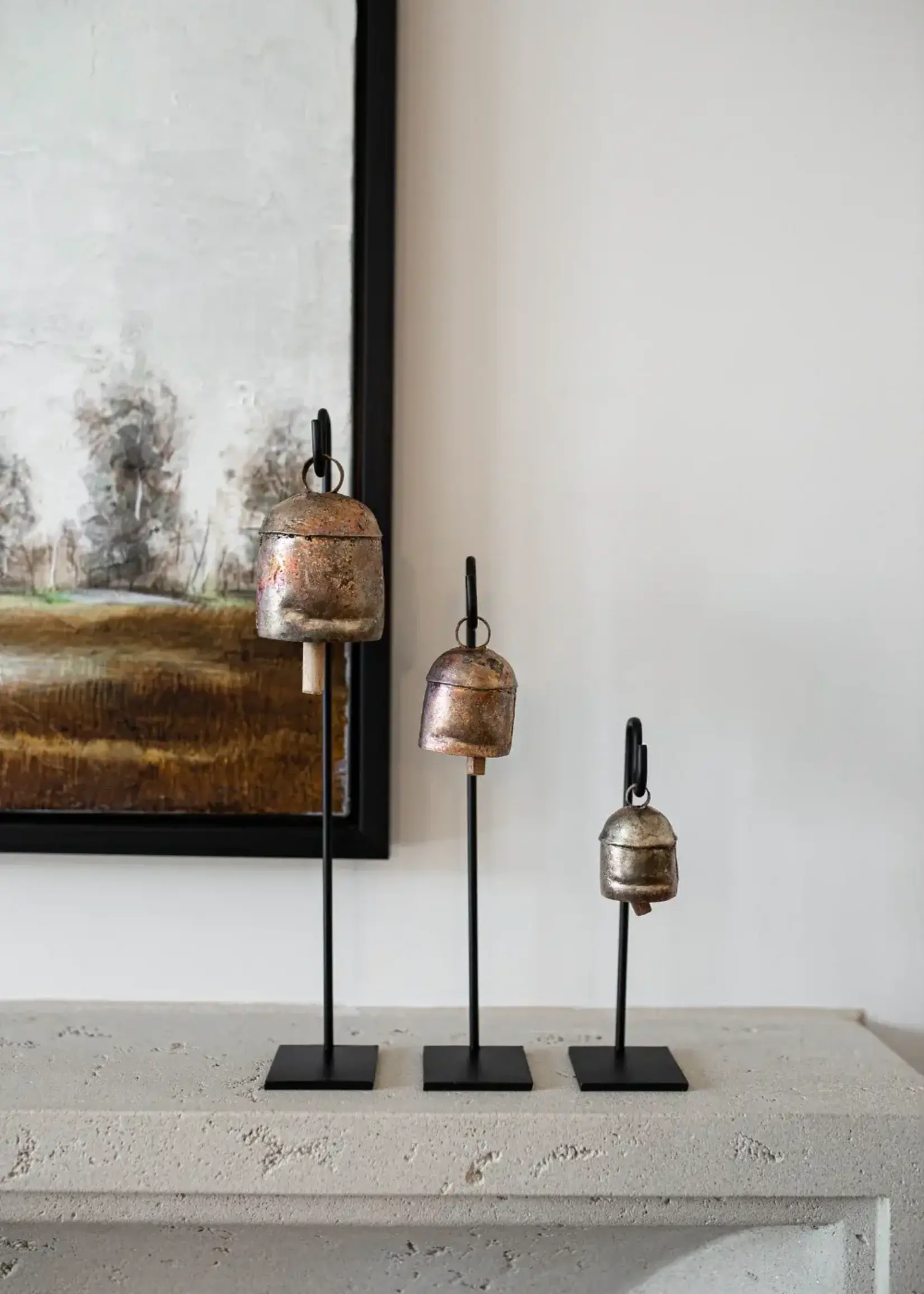 LUXE B CO SET of 3, Vintage Inspired Iron Bell Stands