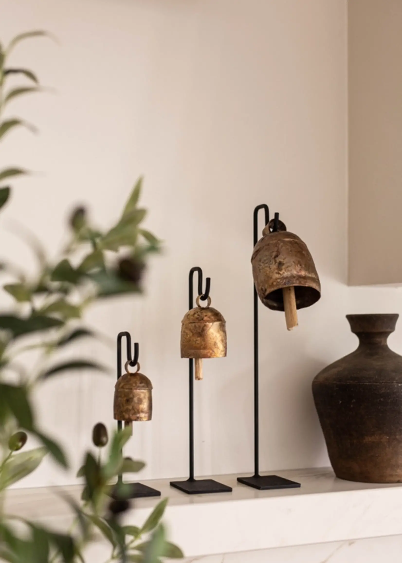 LUXE B CO SET of 3, Vintage Inspired Iron Bell Stands