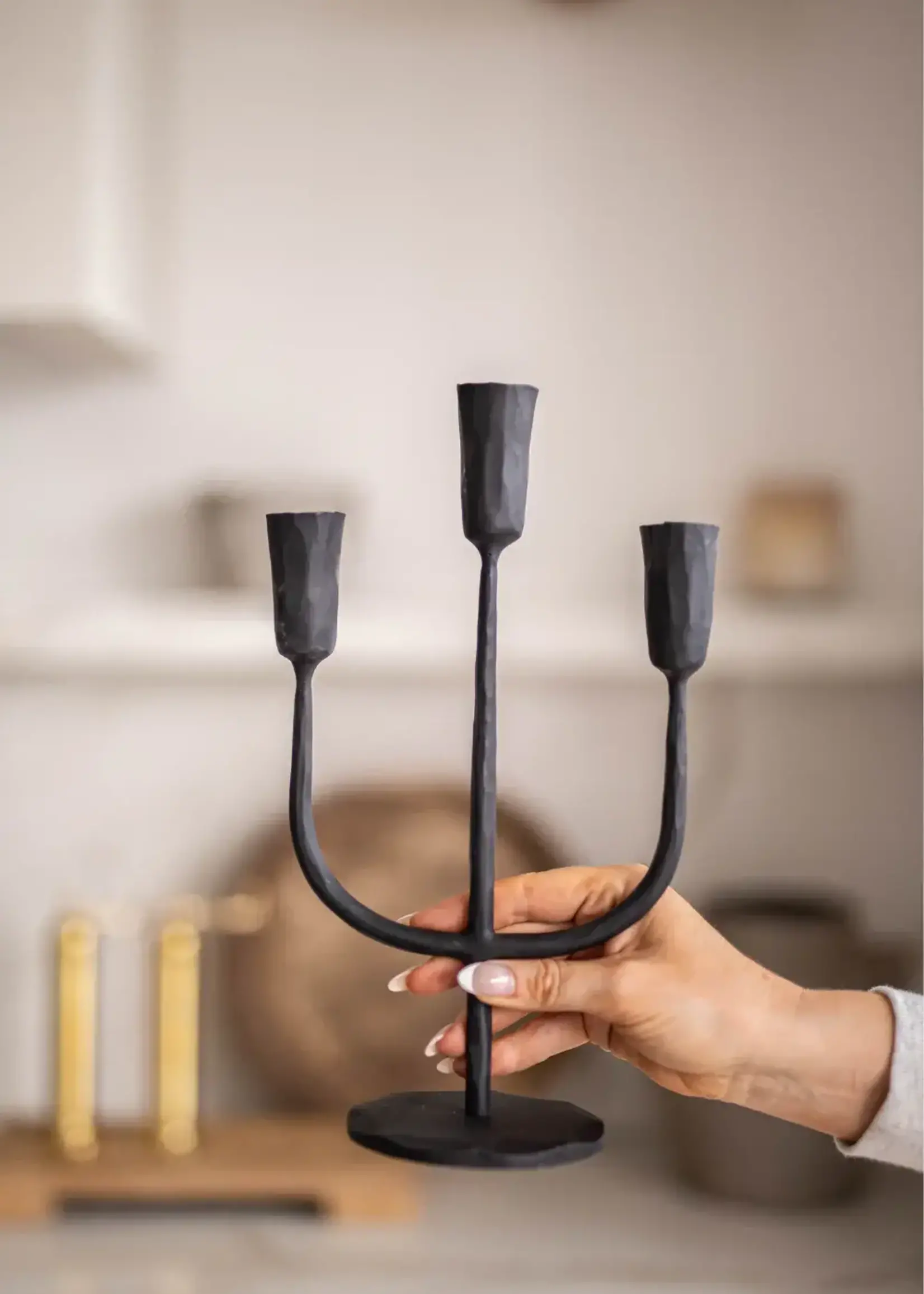LUXE B CO Iron 3 Arm Candelabra