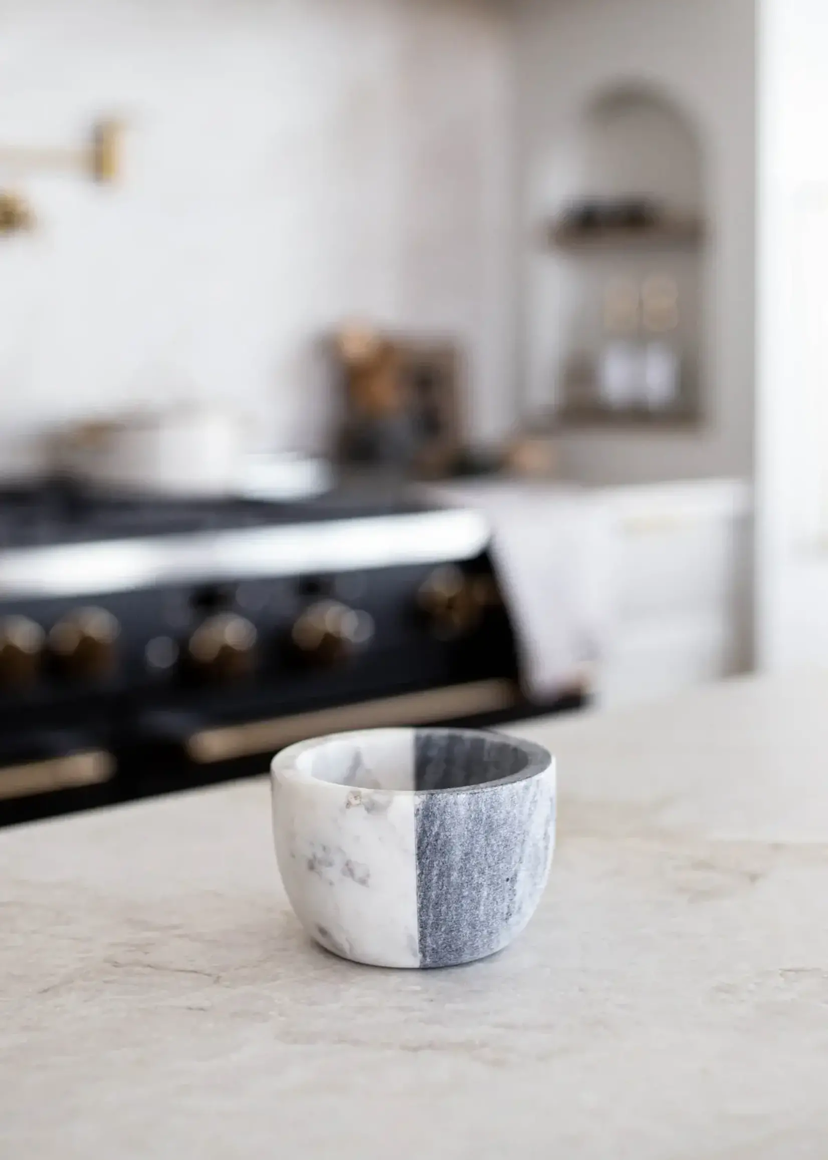 LUXE B CO White & Grey Marble Color Block Bowl
