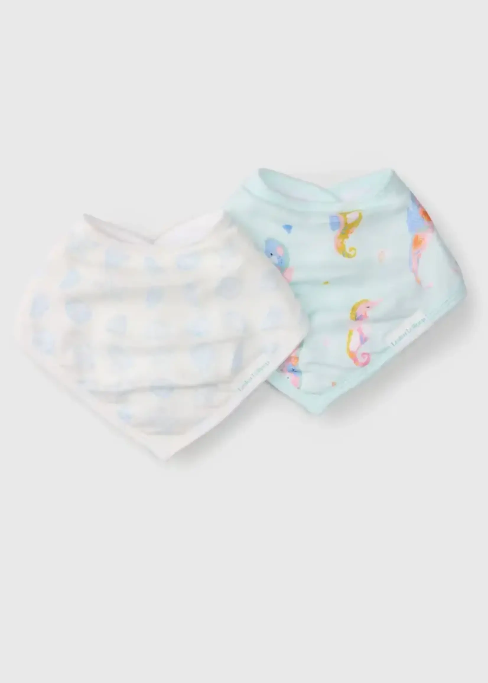 LOULOU LOLLIPOP Muslin Bandana Bib Set - Painterly Seahorse